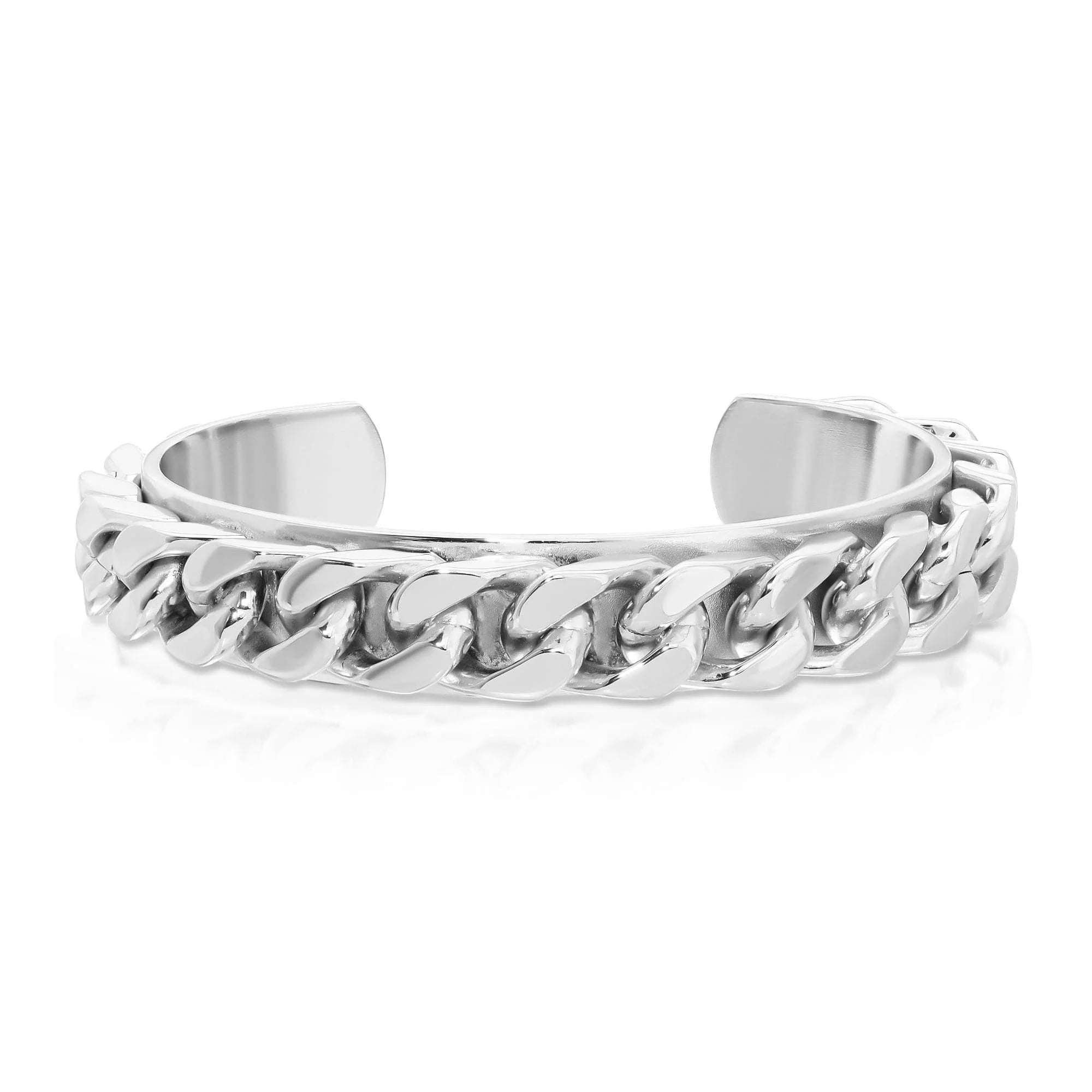 Silver chain-link cuff bracelet with recycled brass finishes and 14k gold plating