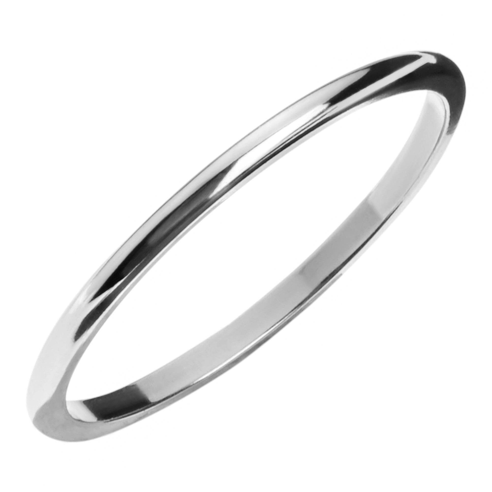 Shiny polished silver 1mm domed ring for a sleek everyday look