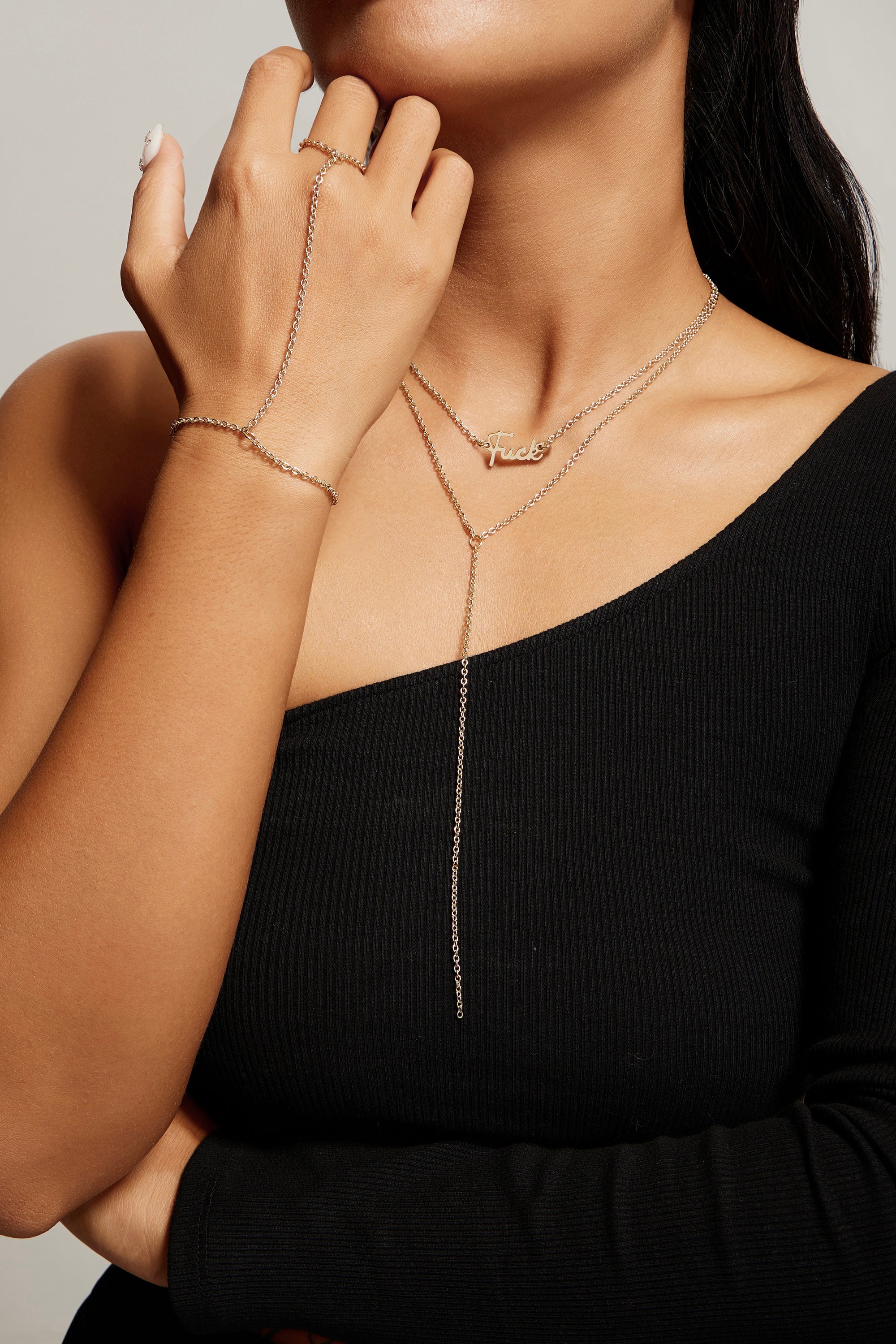 Micro Cable Link Chain Lariat - Chain Necklaces