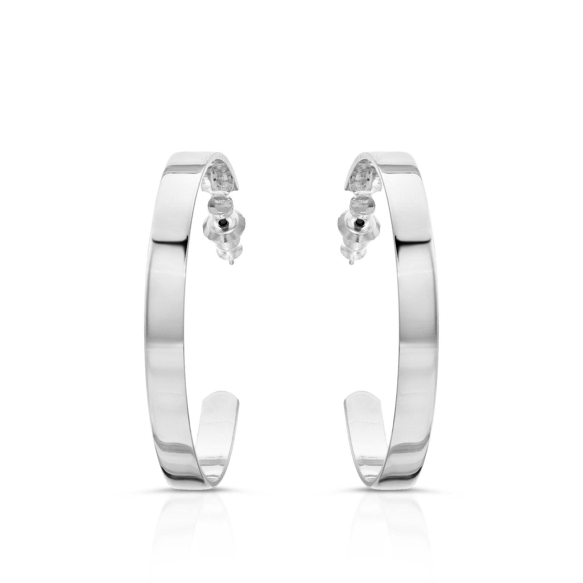 Shiny silver 1.5 inch Isla Hoops earrings perfect for everyday style