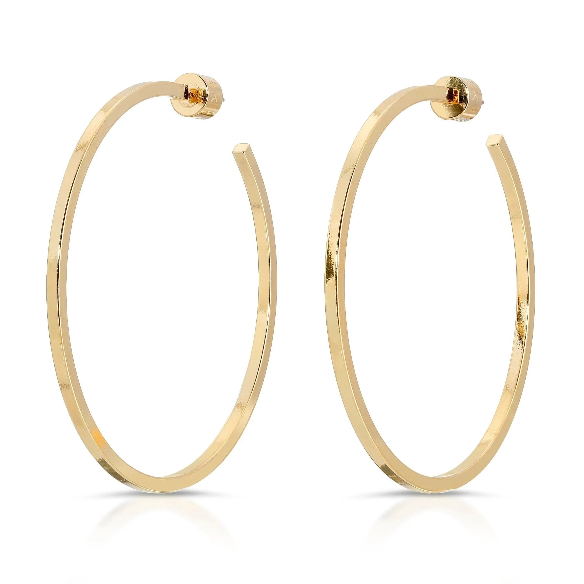 2 inch Ava Hoops in 14k yellow gold with a yellow gold rhodium finish