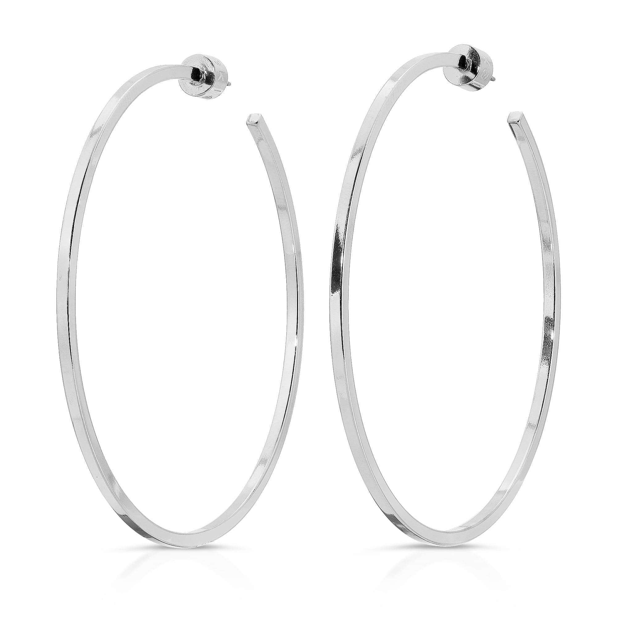 Stylish 2.5 inch silver hoop earrings from the Ava Hoops collection