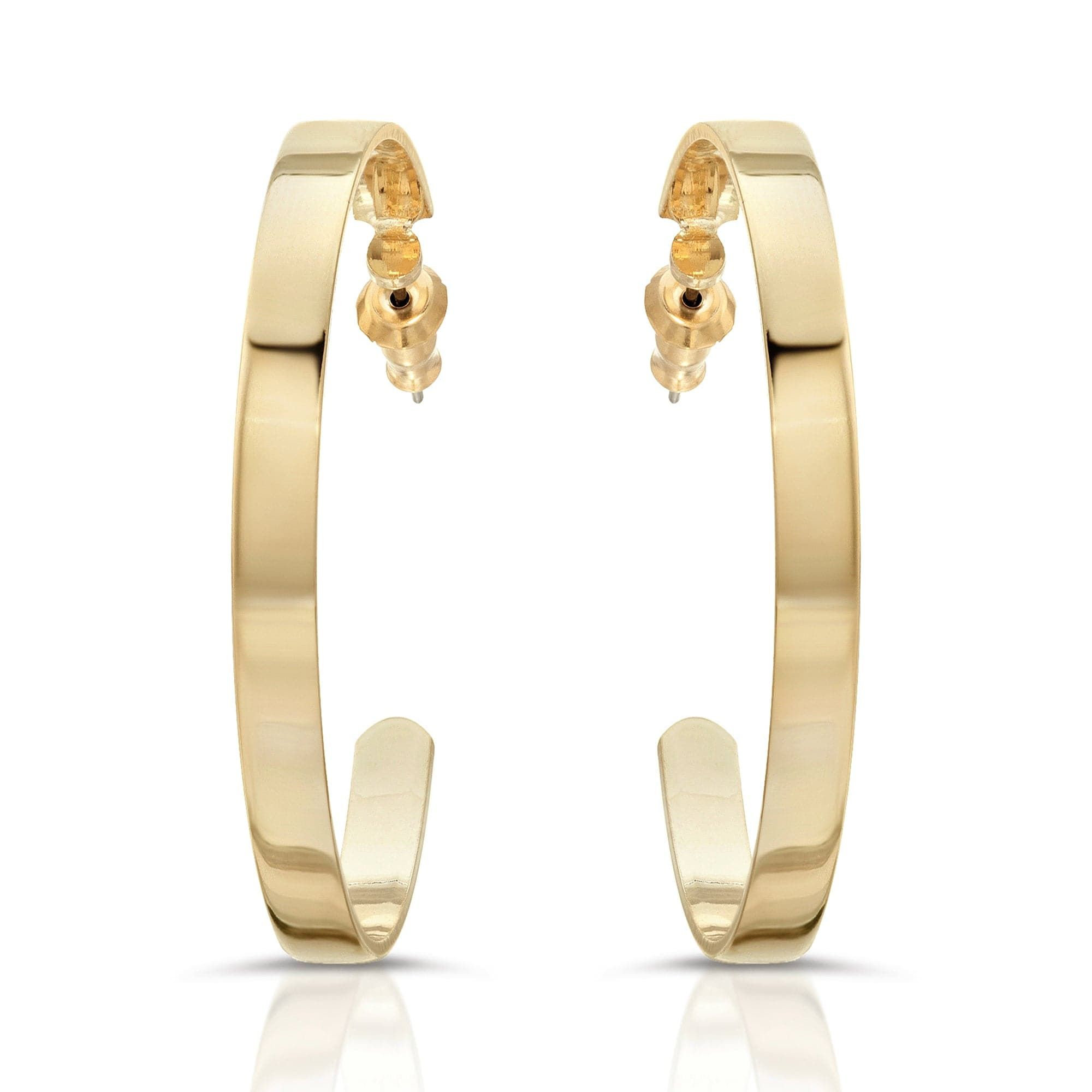 Shiny gold hoop earrings from the 2.5 Inch Isla Hoops collection perfect for any style