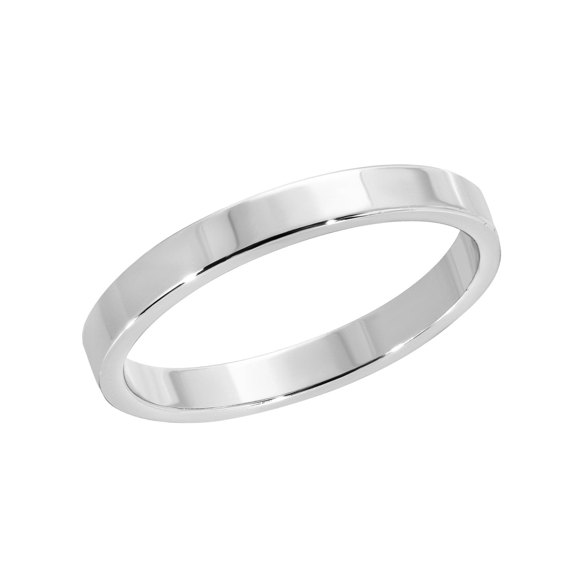 Shiny polished silver band ring from the 2.5mm Flat Ring collection