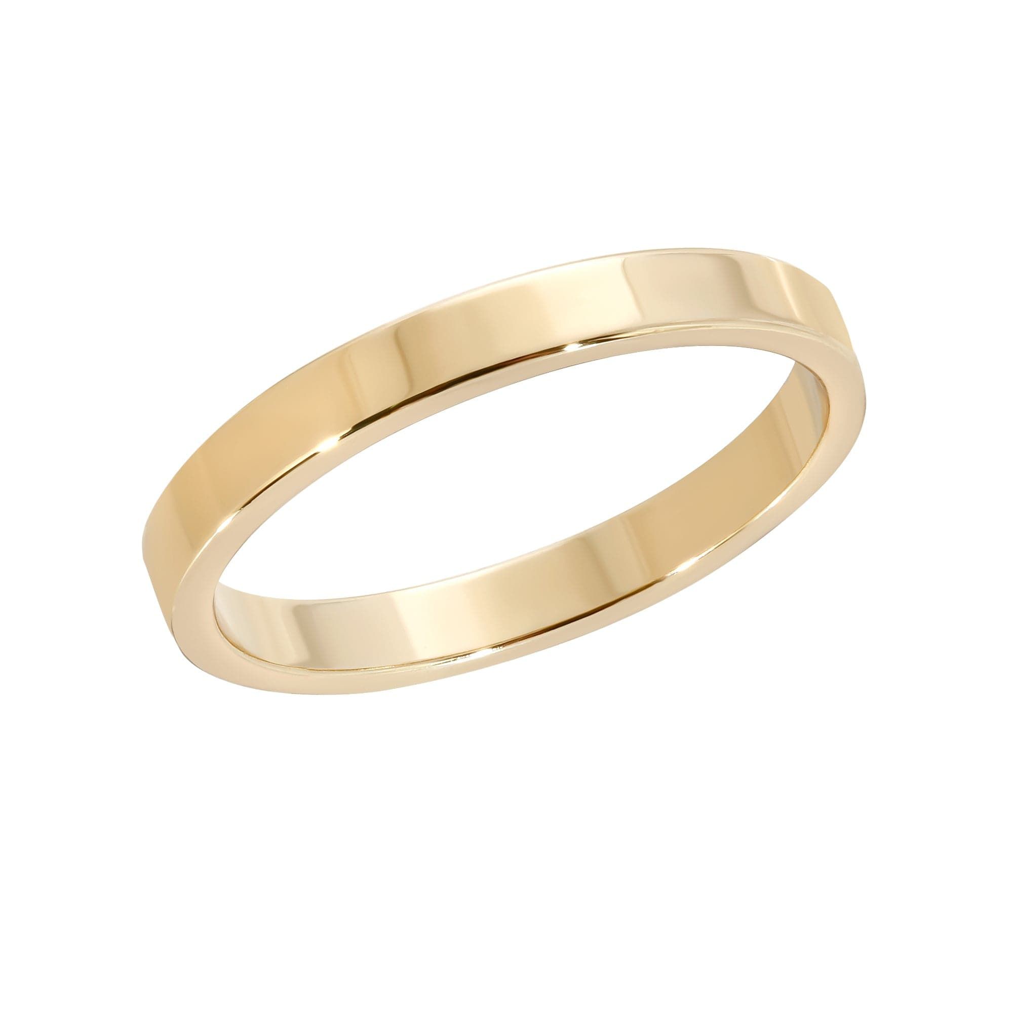 Gold wedding band from the 2.5mm Flat Ring collection perfect for your wedding day