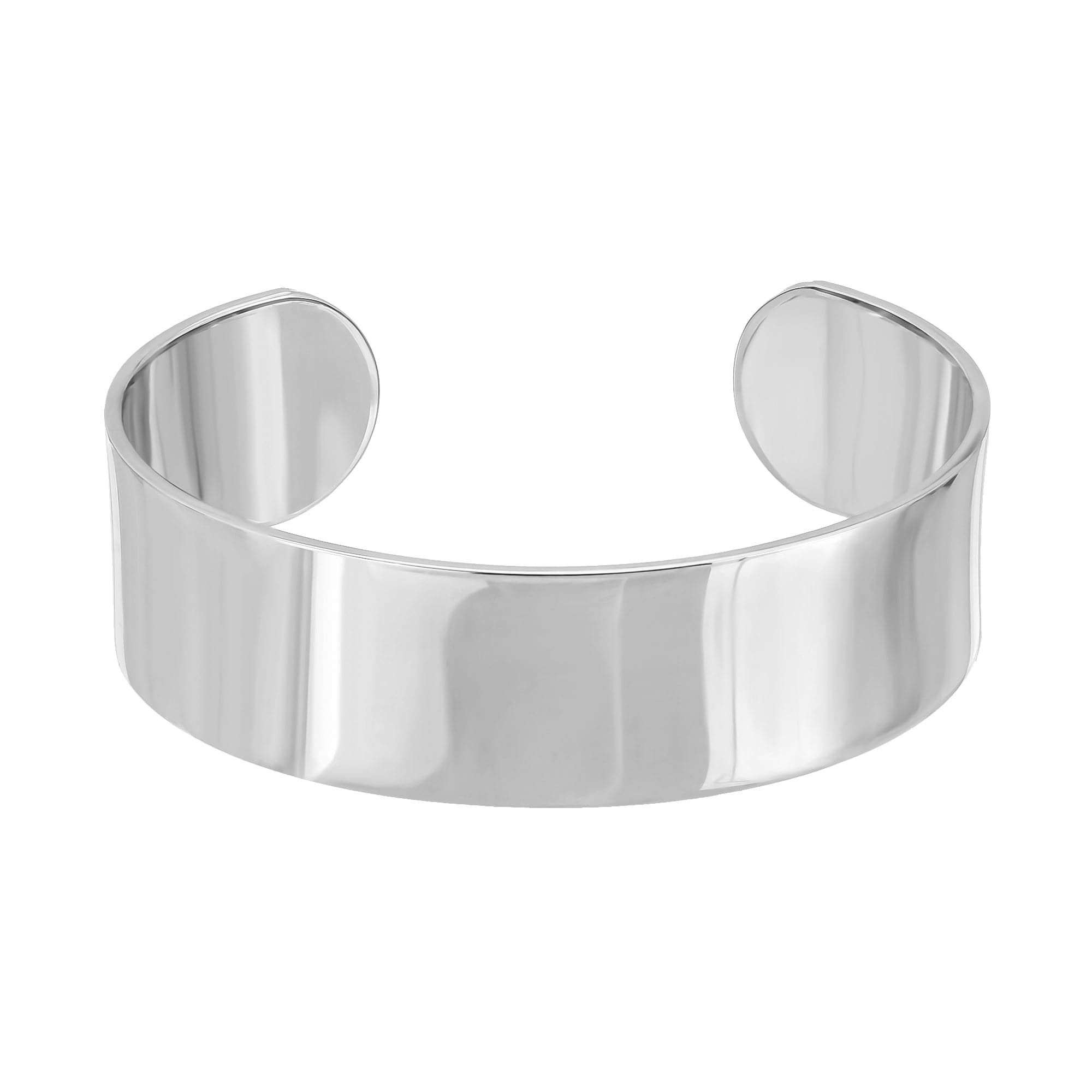 Shiny silver cuff bracelet from the 3/4 Inch Cuff collection perfect for stacking
