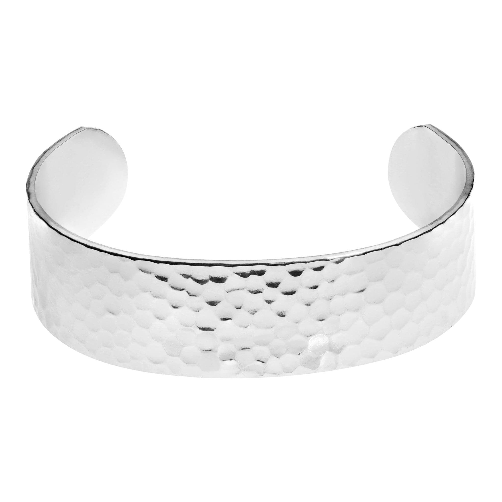 Hammered silver cuff bracelet from the 3/4 Inch Hammered Cuff collection