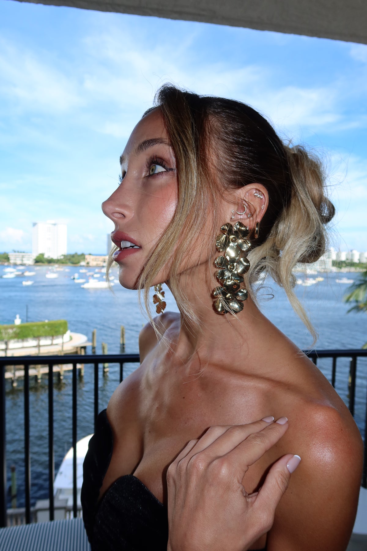 Triple Bloom Drop Earrings
