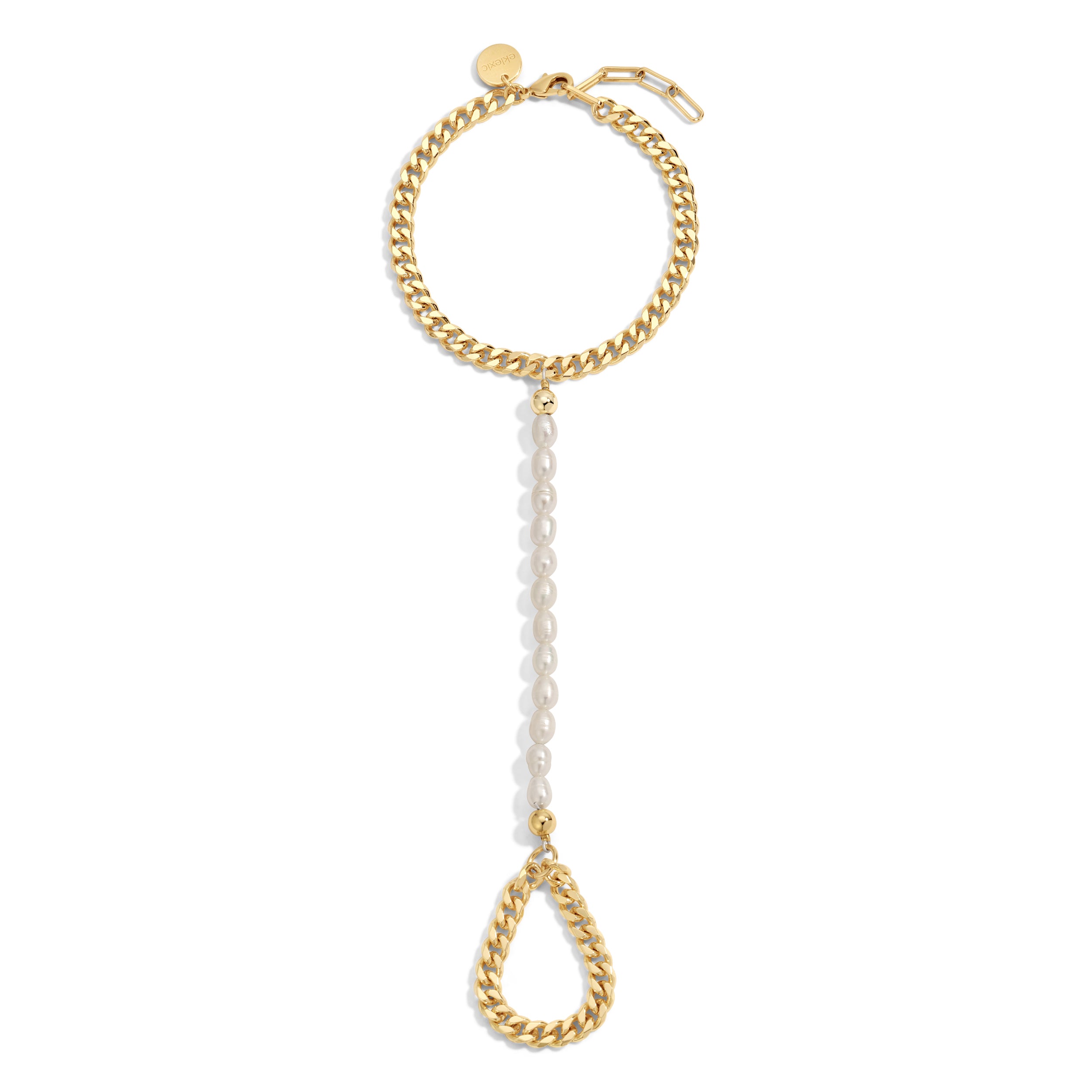 Pearl & Curb Chain Hand Chain