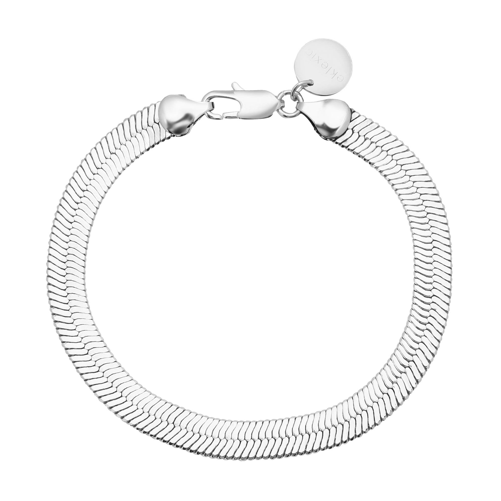 Shiny Silver Herringbone Bracelet from the 7mm Viper Chain collection