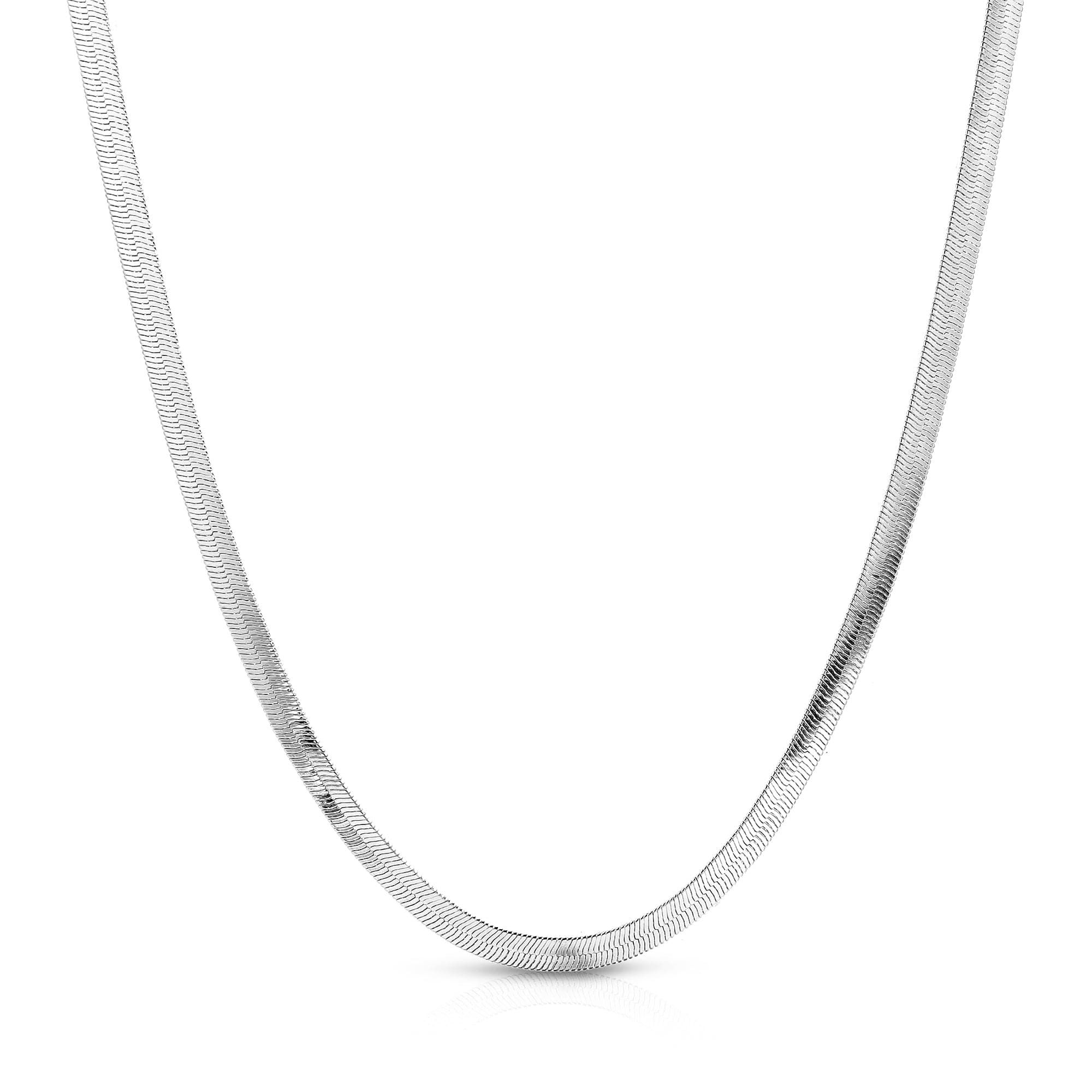 Silver Herringbone Chain from the 7mm Viper Chain Necklace collection
