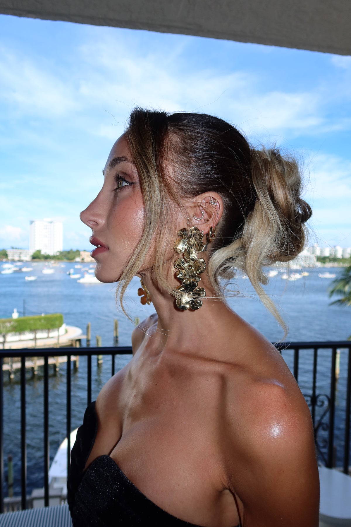 Triple Bloom Drop Earrings