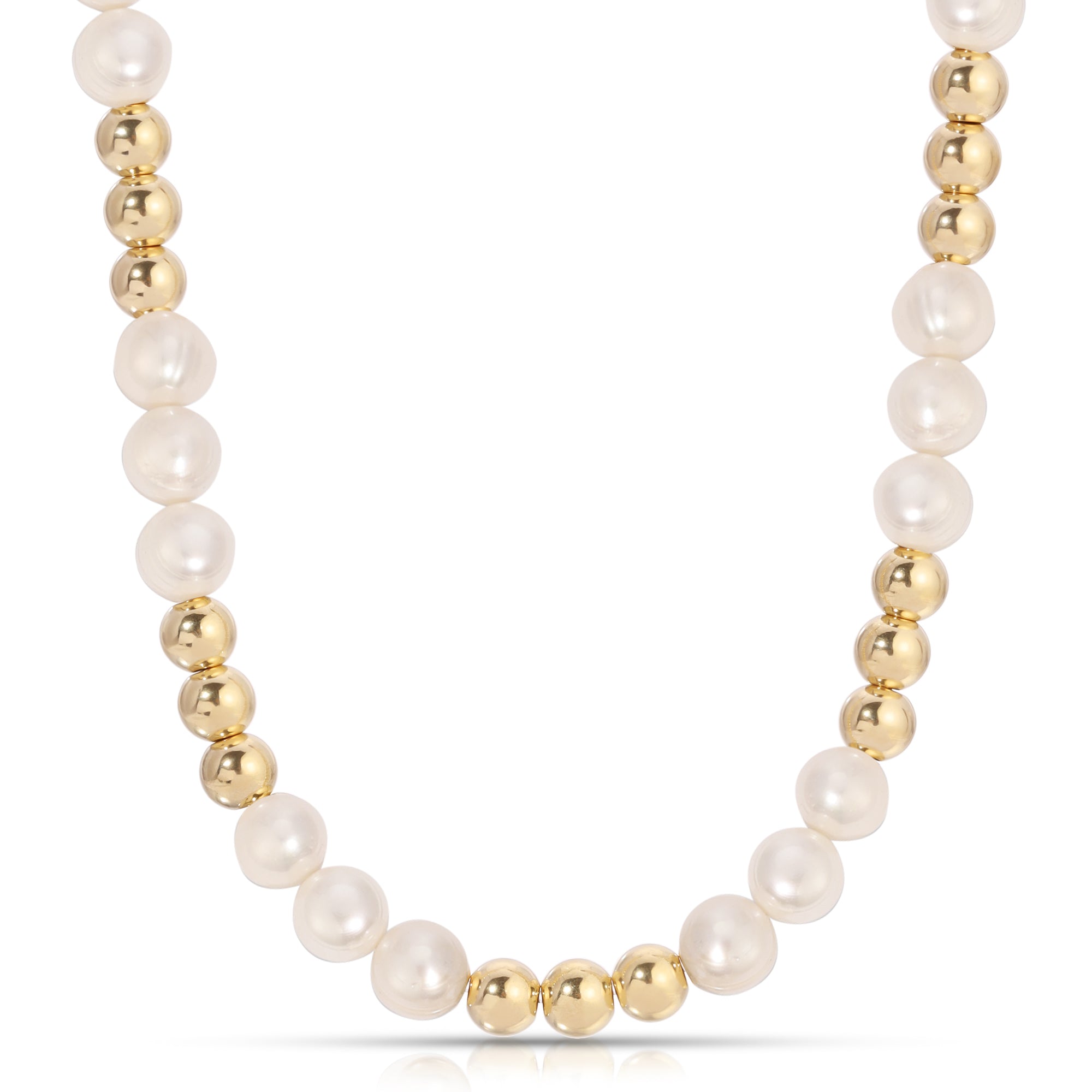Petra Pearl and Gold Bead Necklace showcasing elegant jewelry design