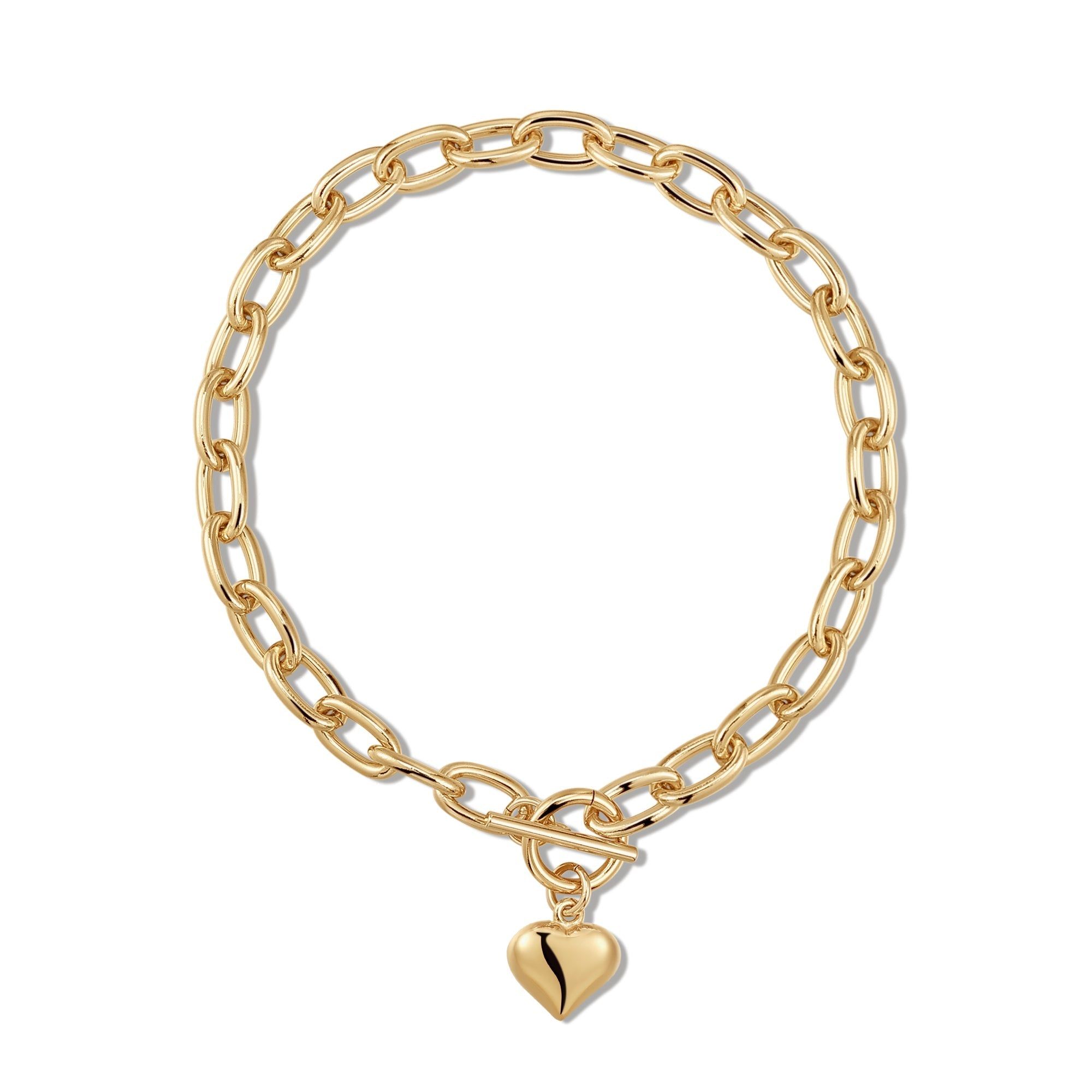 Gold chain necklace with a cute heart pendant from the Alana Puffy Heart Charm Necklace collection