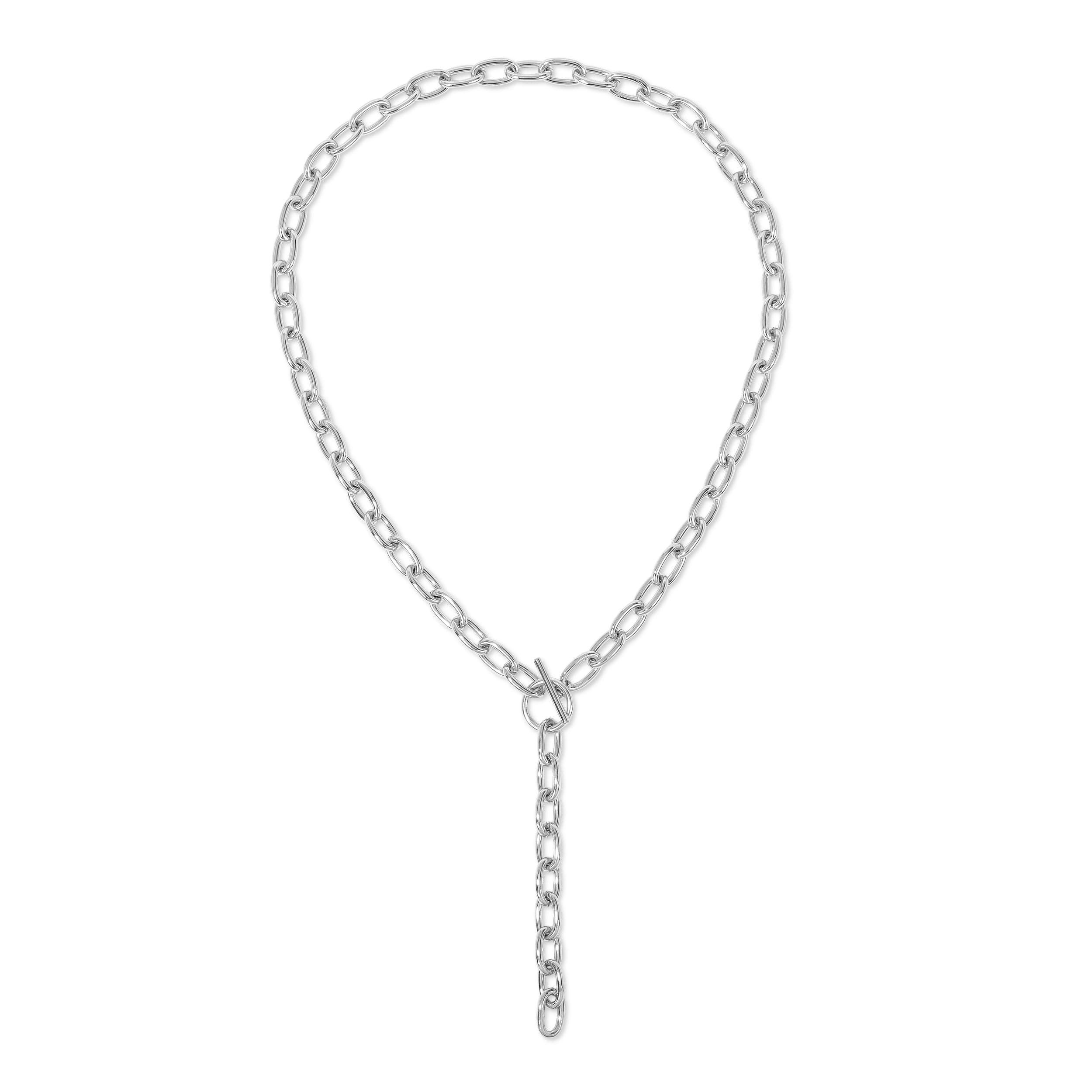 Silver chain necklace with toggle closure from Alana Toggle Lariat Necklace collection