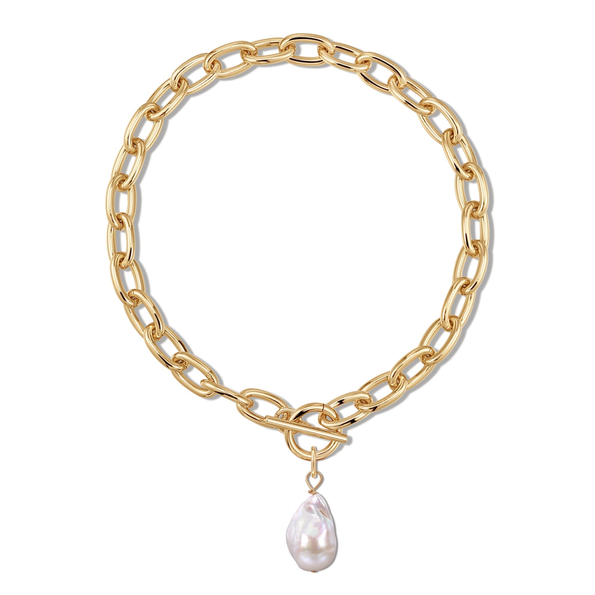 Gold chain necklace with baroque pearl pendant from Alana XL Baroque Pearl Pendant Necklace
