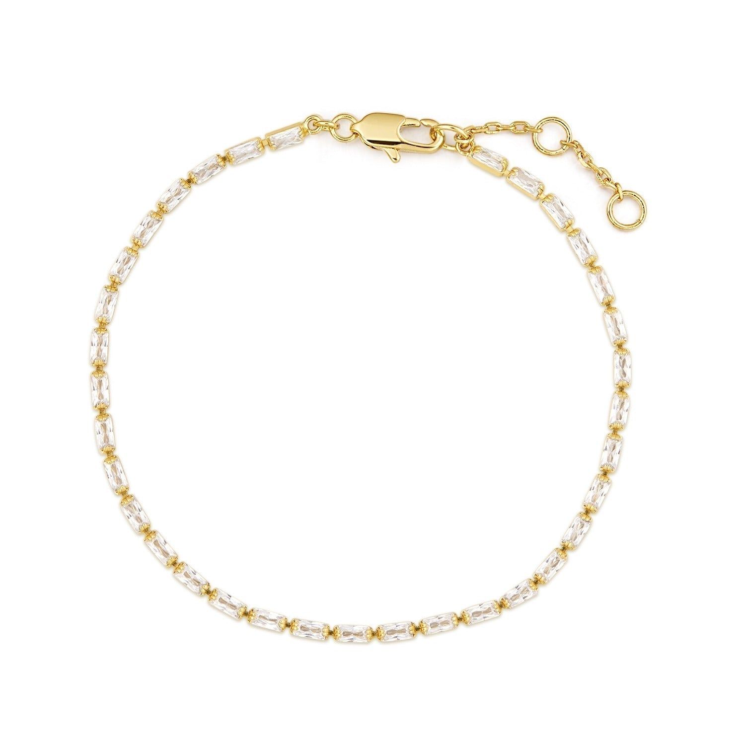 Gold bracelet with rectangular crystals from Baguette CZ Tennis Bracelet collection