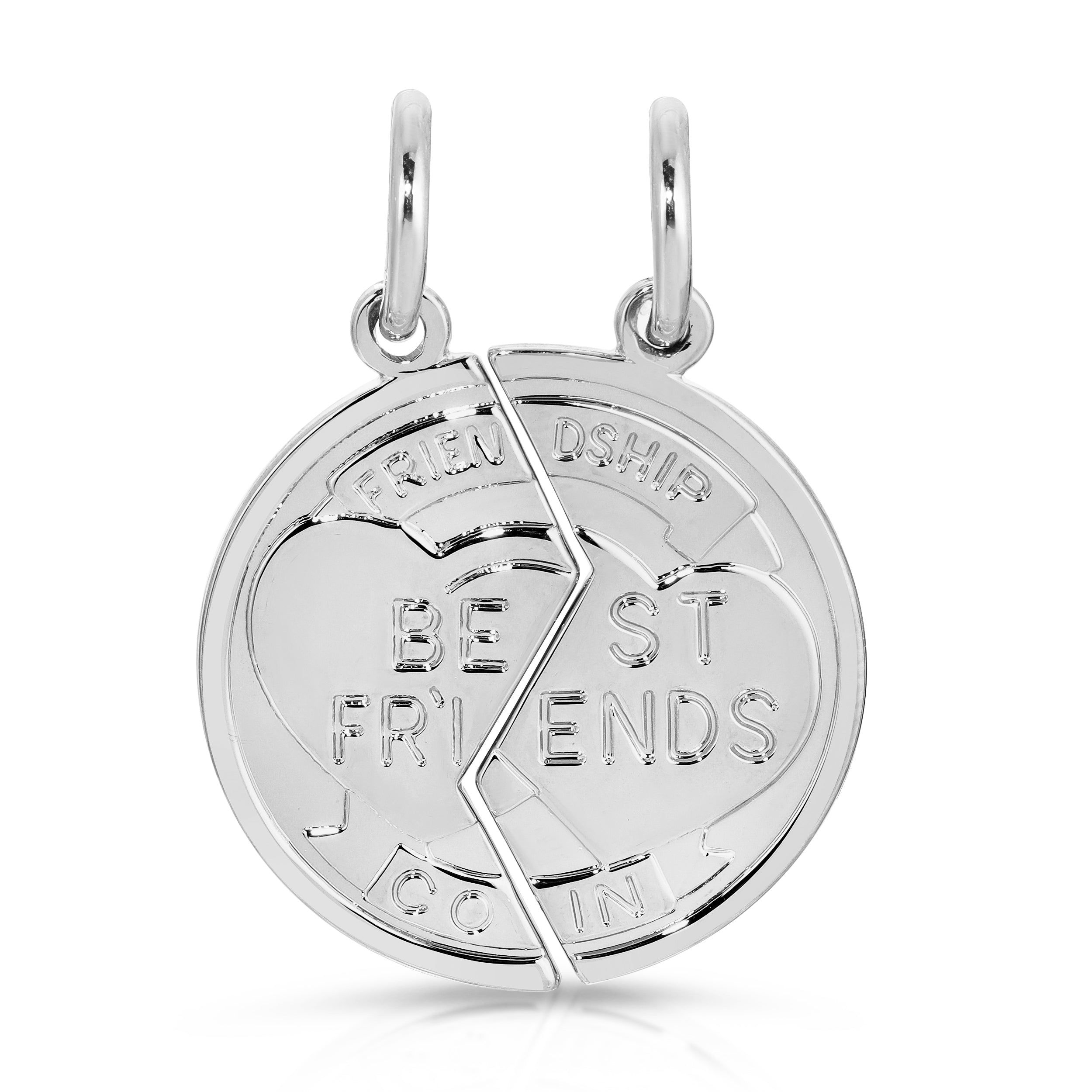 Silver best friends pendant from Best Friend Coin Pendants perfect for friendship jewelry