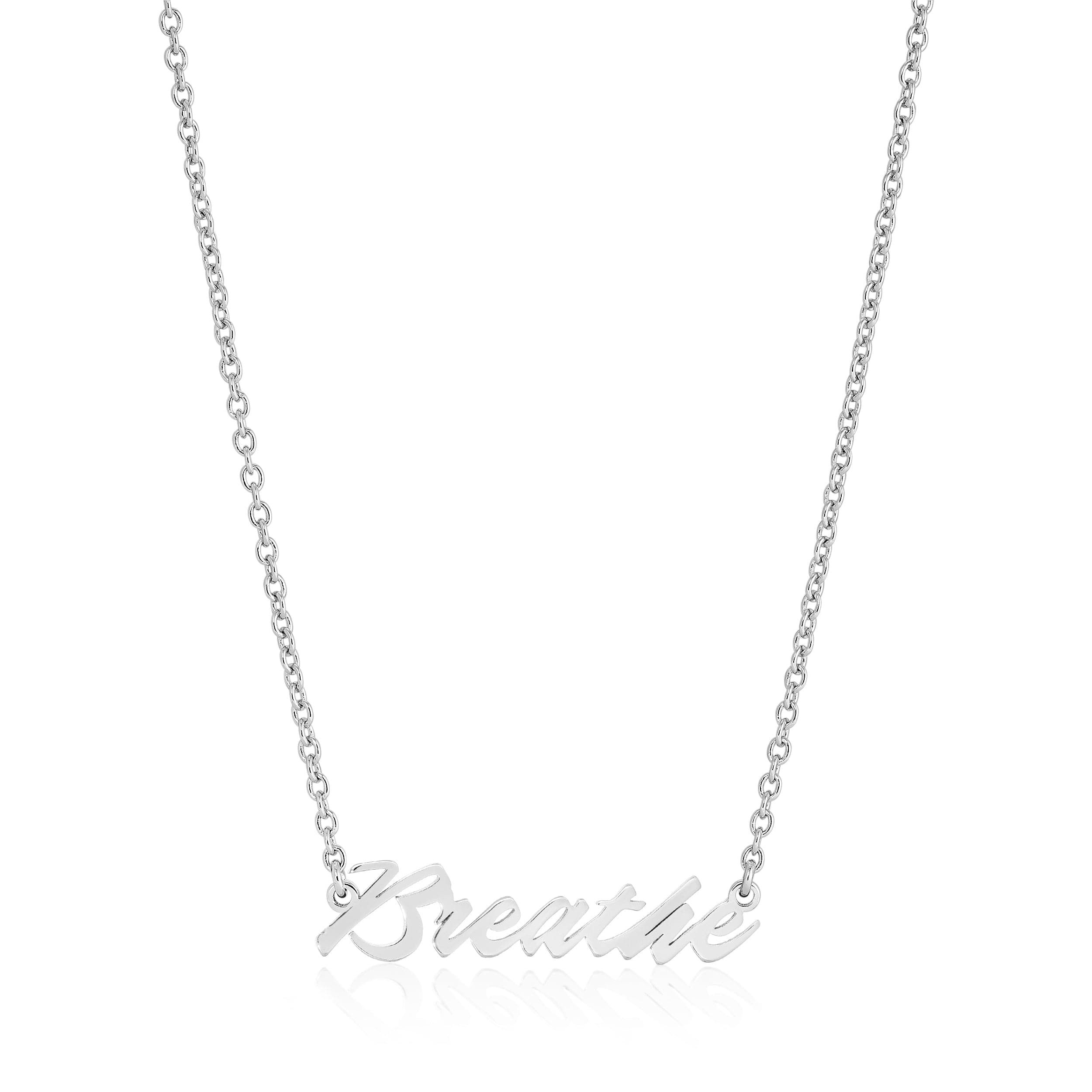 Silver Breathe Necklace displayed showing its sleek and stylish design perfect for everyday wear