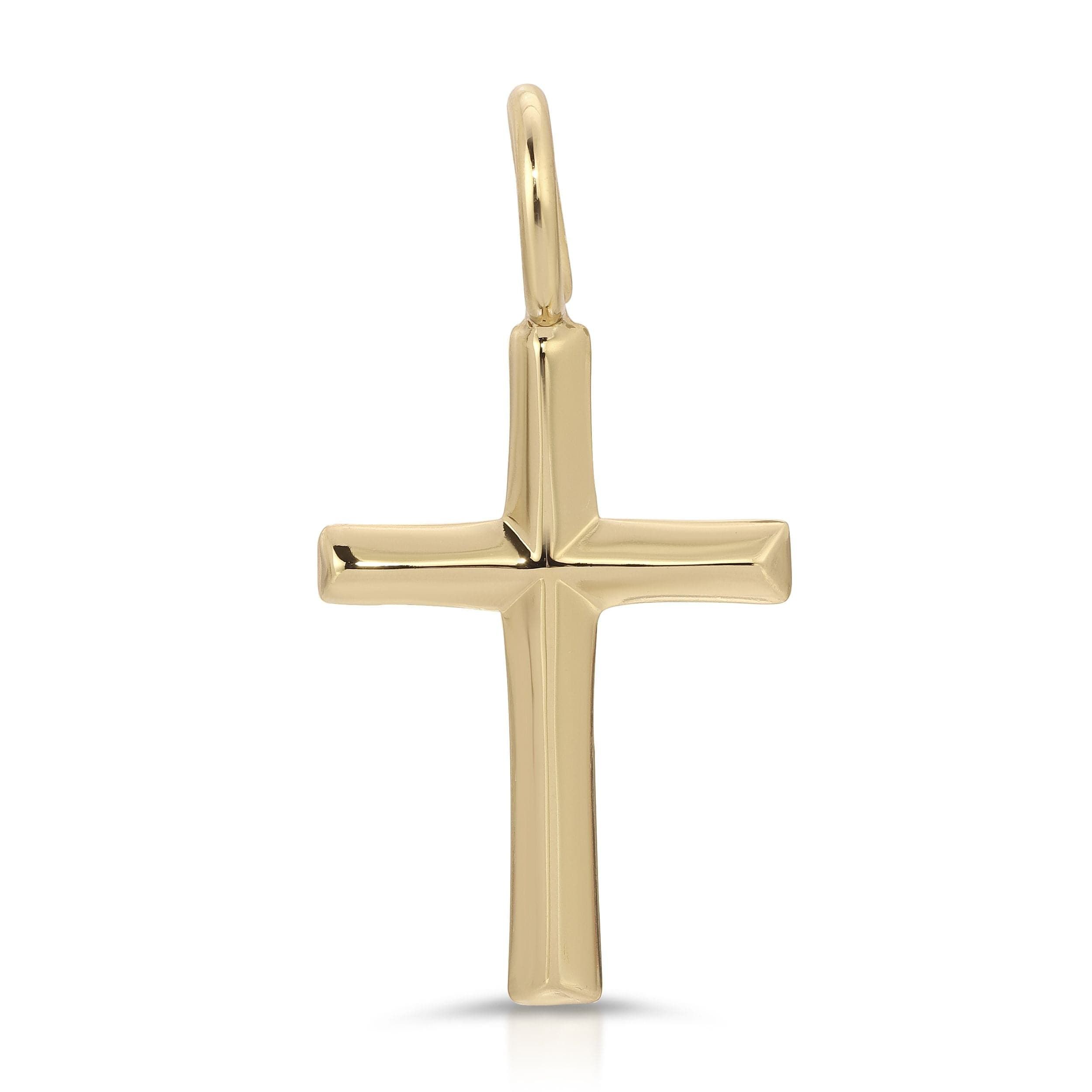 Shiny gold cross pendant displayed on the Cross Pendant jewelry product