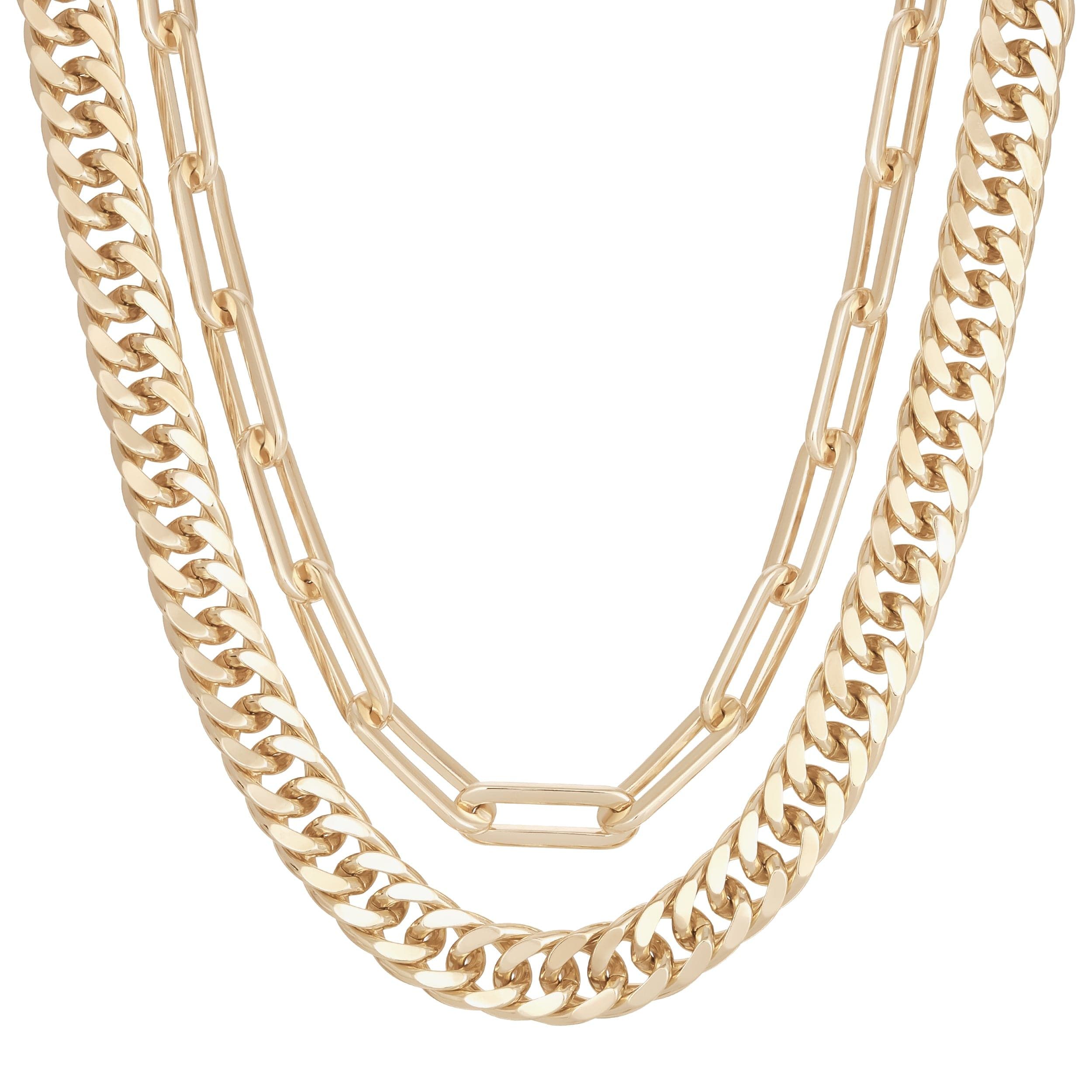 Gold-toned layered chain necklaces featured in the Double Layer Wren Necklace product image