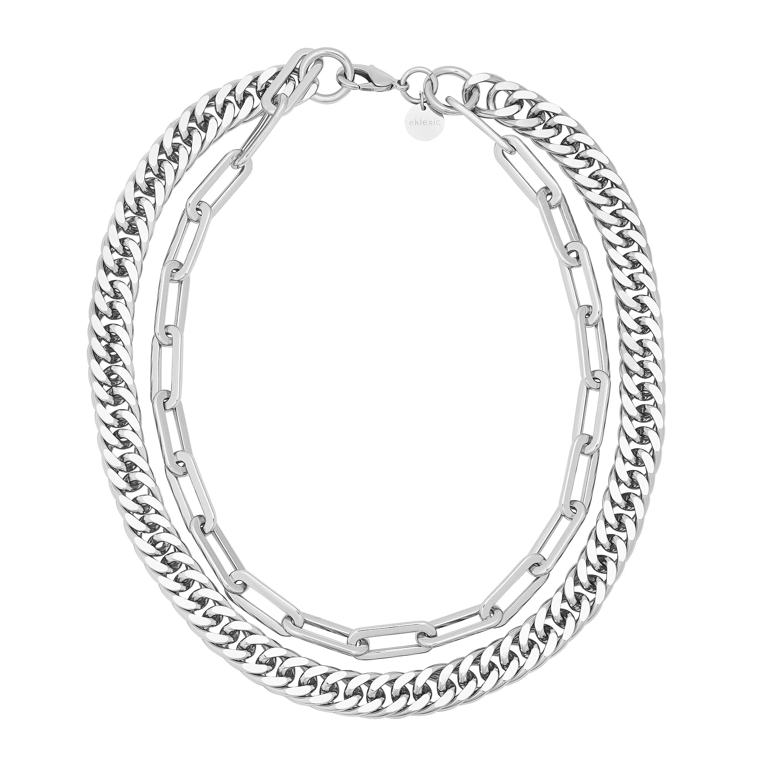 Silver double-strand chain necklace from the Double Layer Wren Necklace collection
