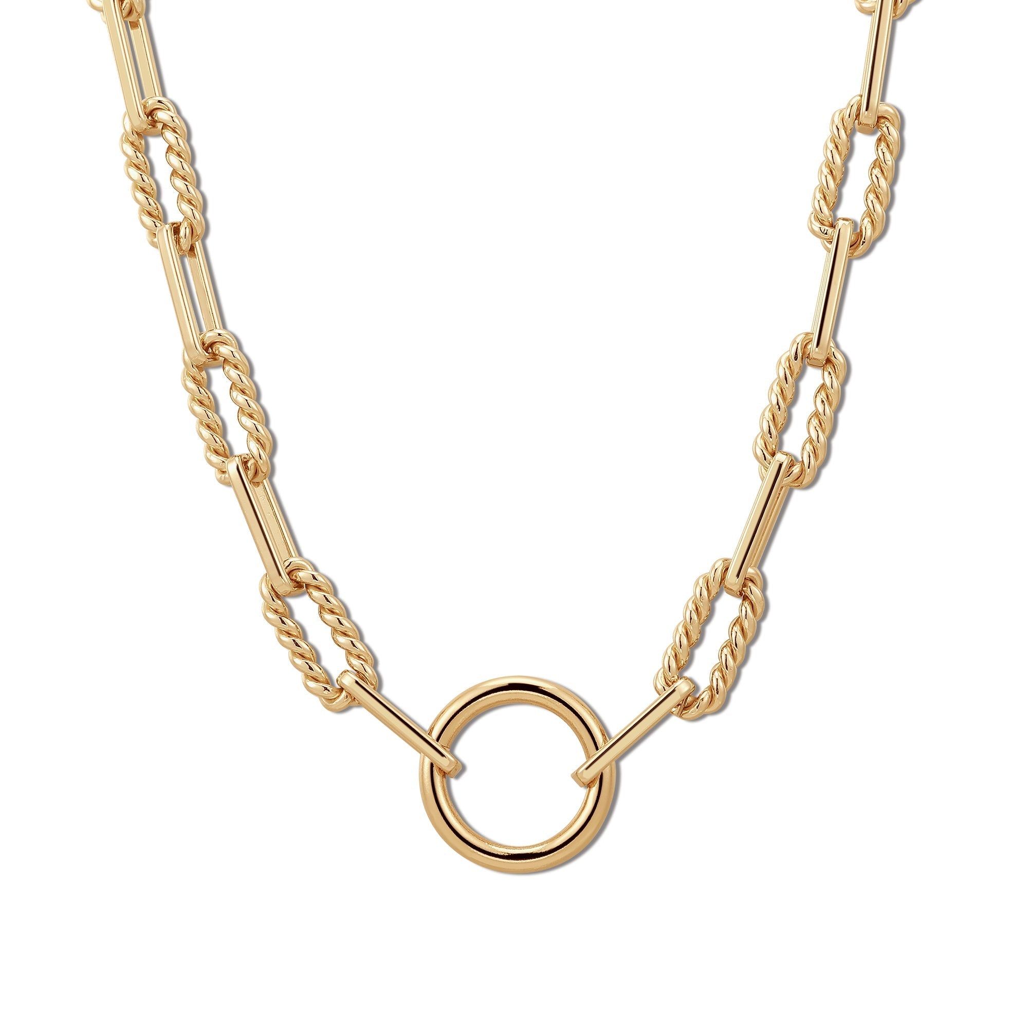 Eliza Necklace with gold-toned chain link and circular pendant showcasing style