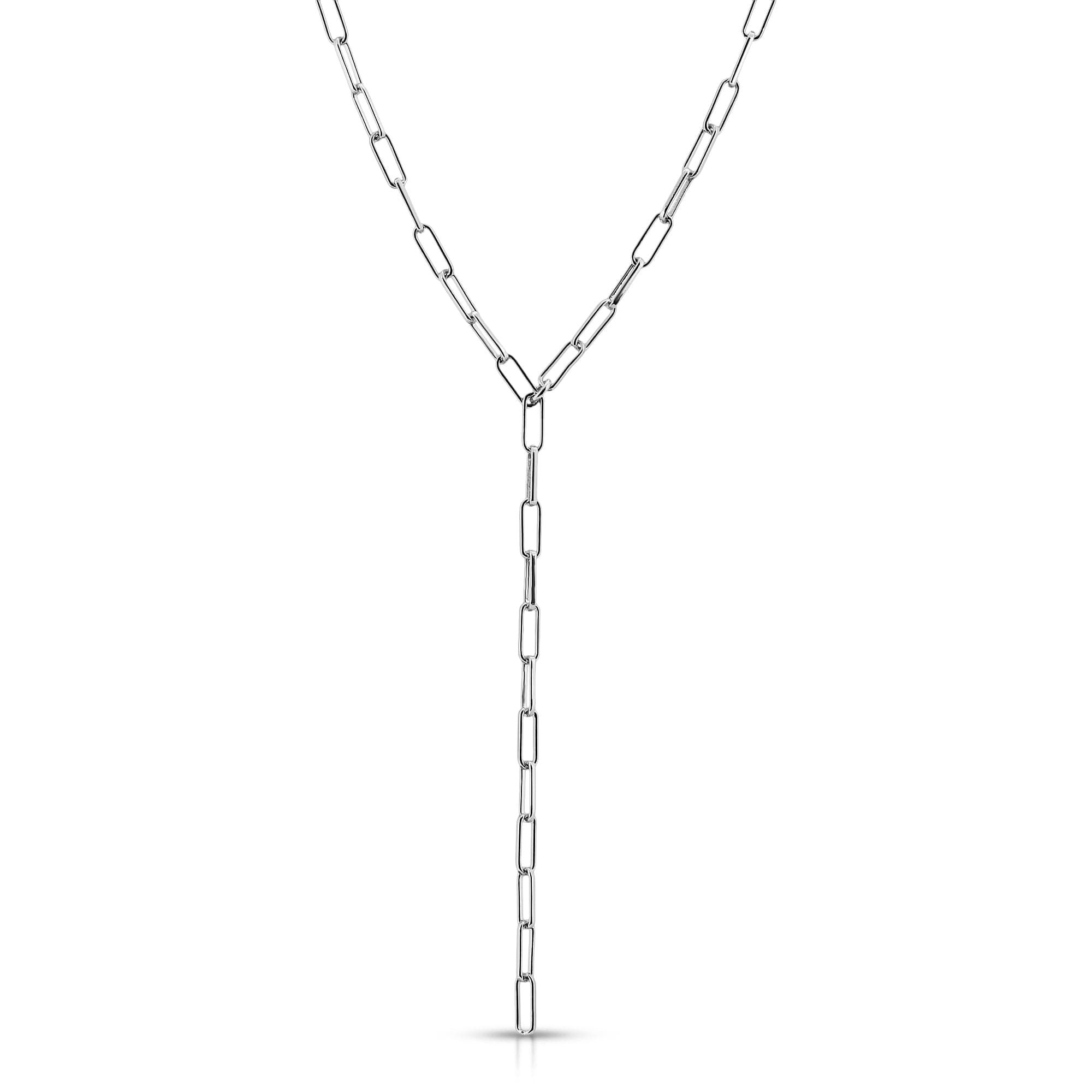Silver rectangular link Y-necklace from Elongated Link Lariat collection