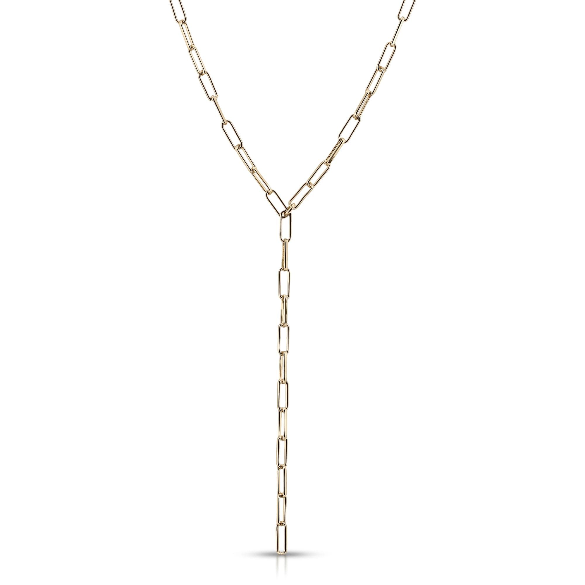 Gold-toned rectangular link Y-necklace from the Elongated Link Lariat collection