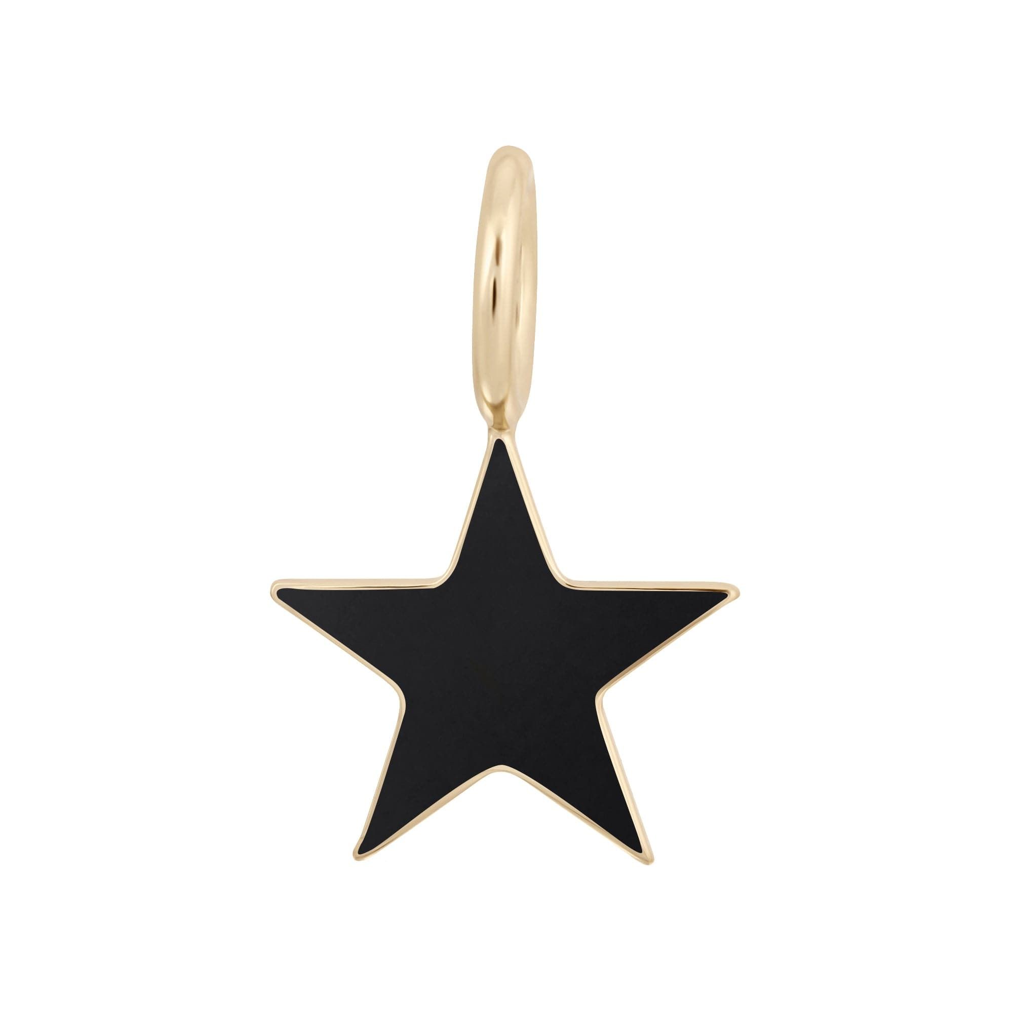 Gold and black star pendant from Enamel Samara Charm jewelry collection