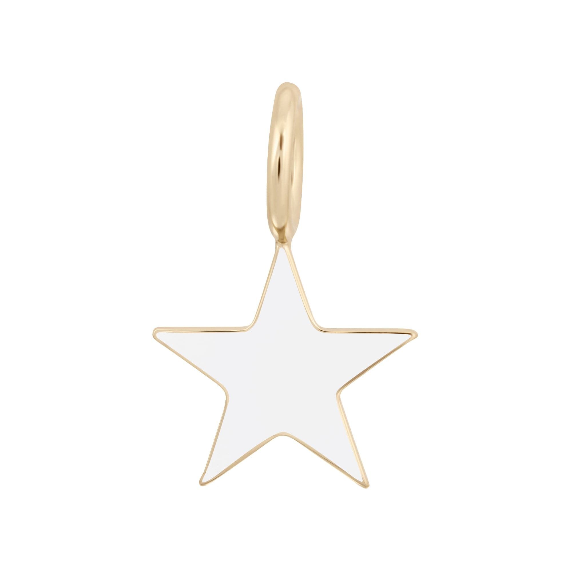 Gold hoop with white enamel star charm from Enamel Samara Charm collection