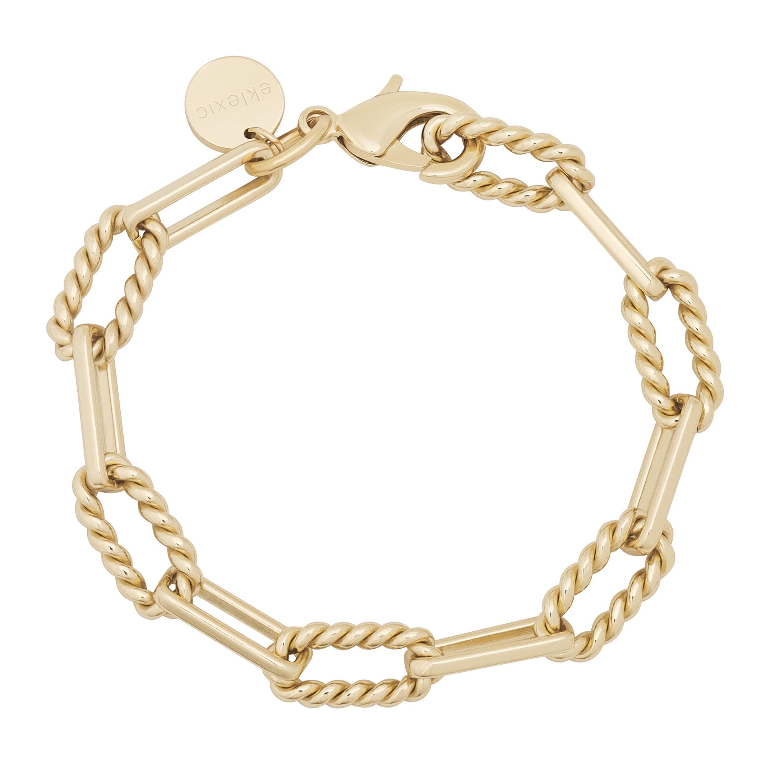 Shiny gold-toned link bracelet from Enzo Anklet collection perfect for stylish wear