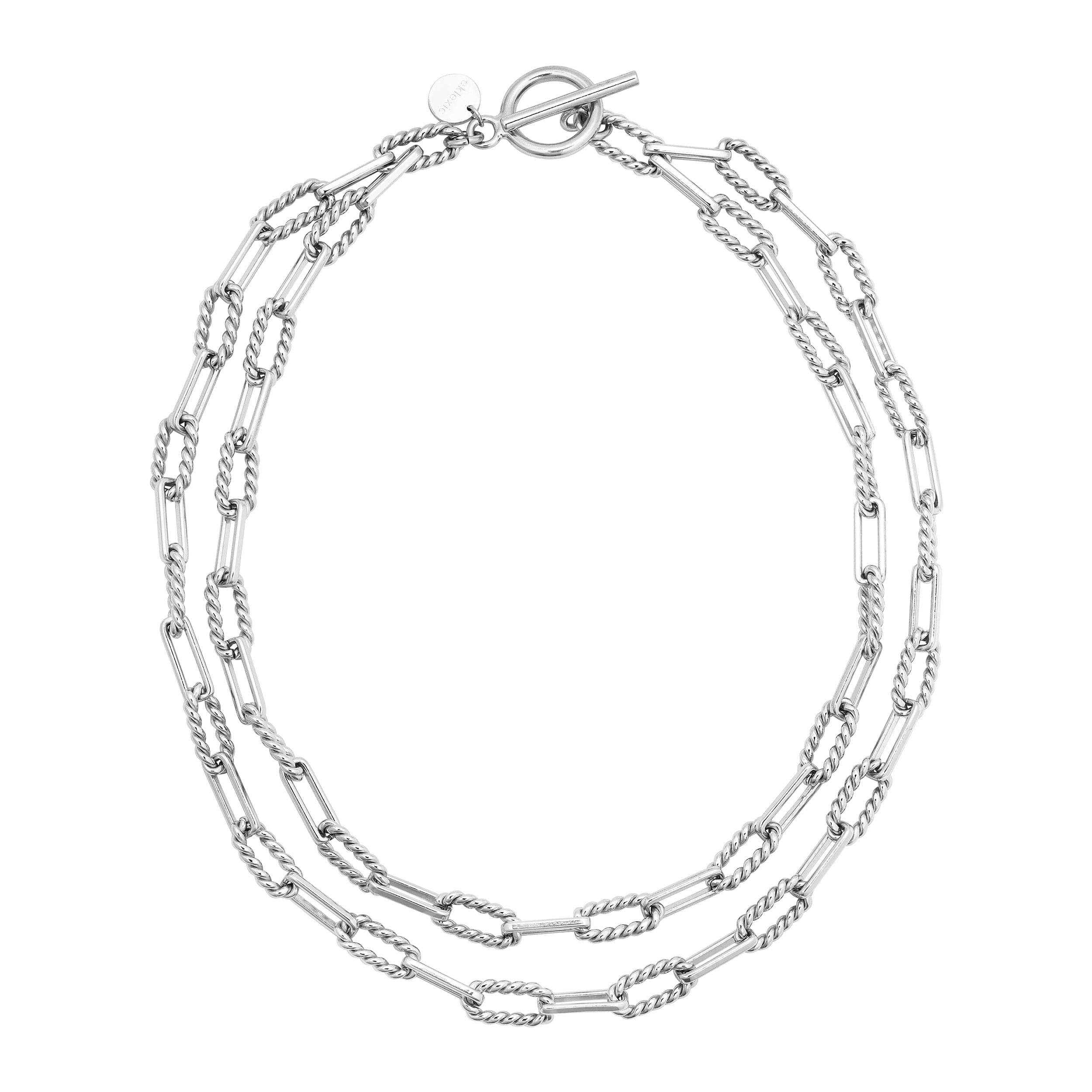 Silver double-strand chain necklace from Enzo Double Layer Necklace collection