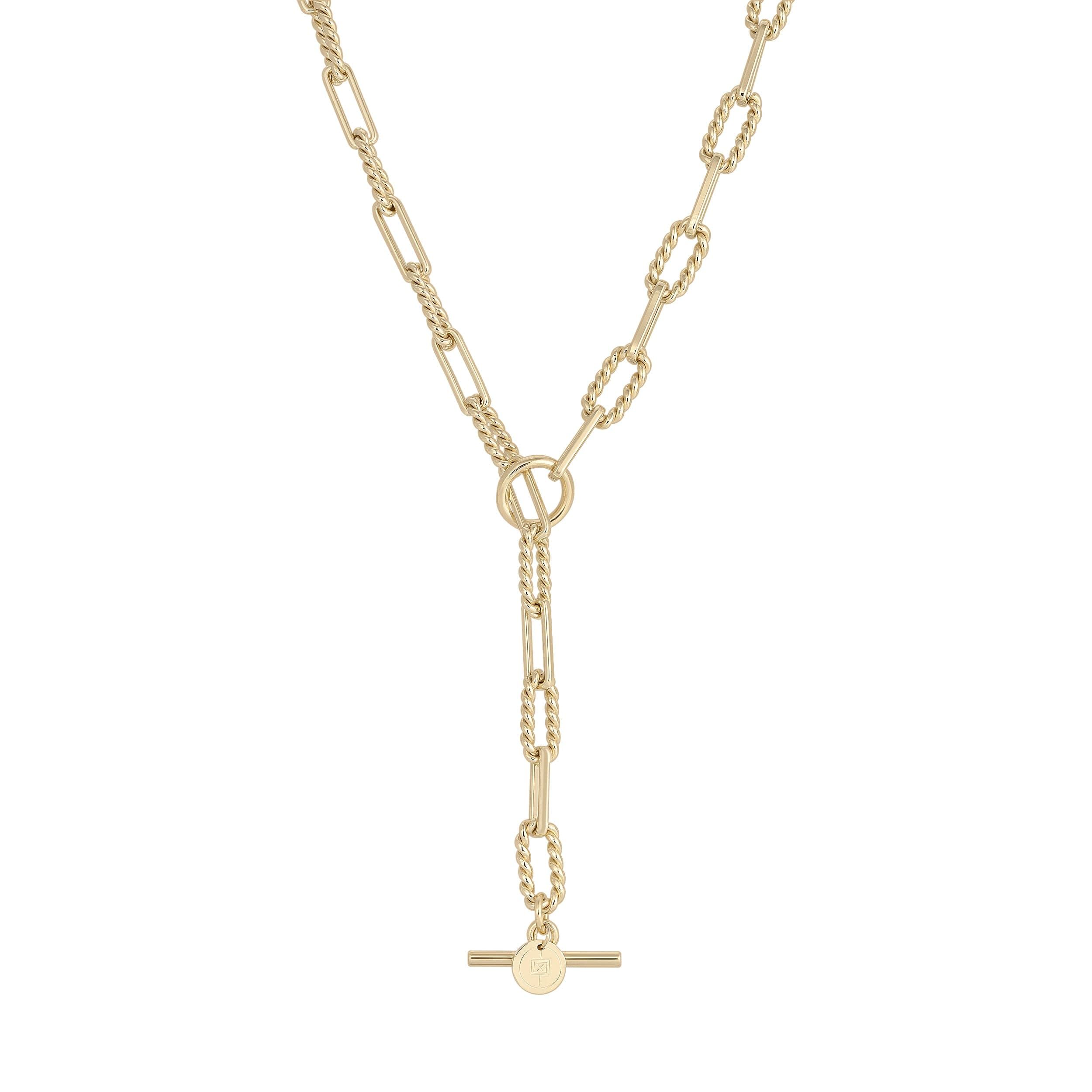 Gold-toned chain link Y-necklace from Enzo Toggle Convertible Lariat Necklace collection