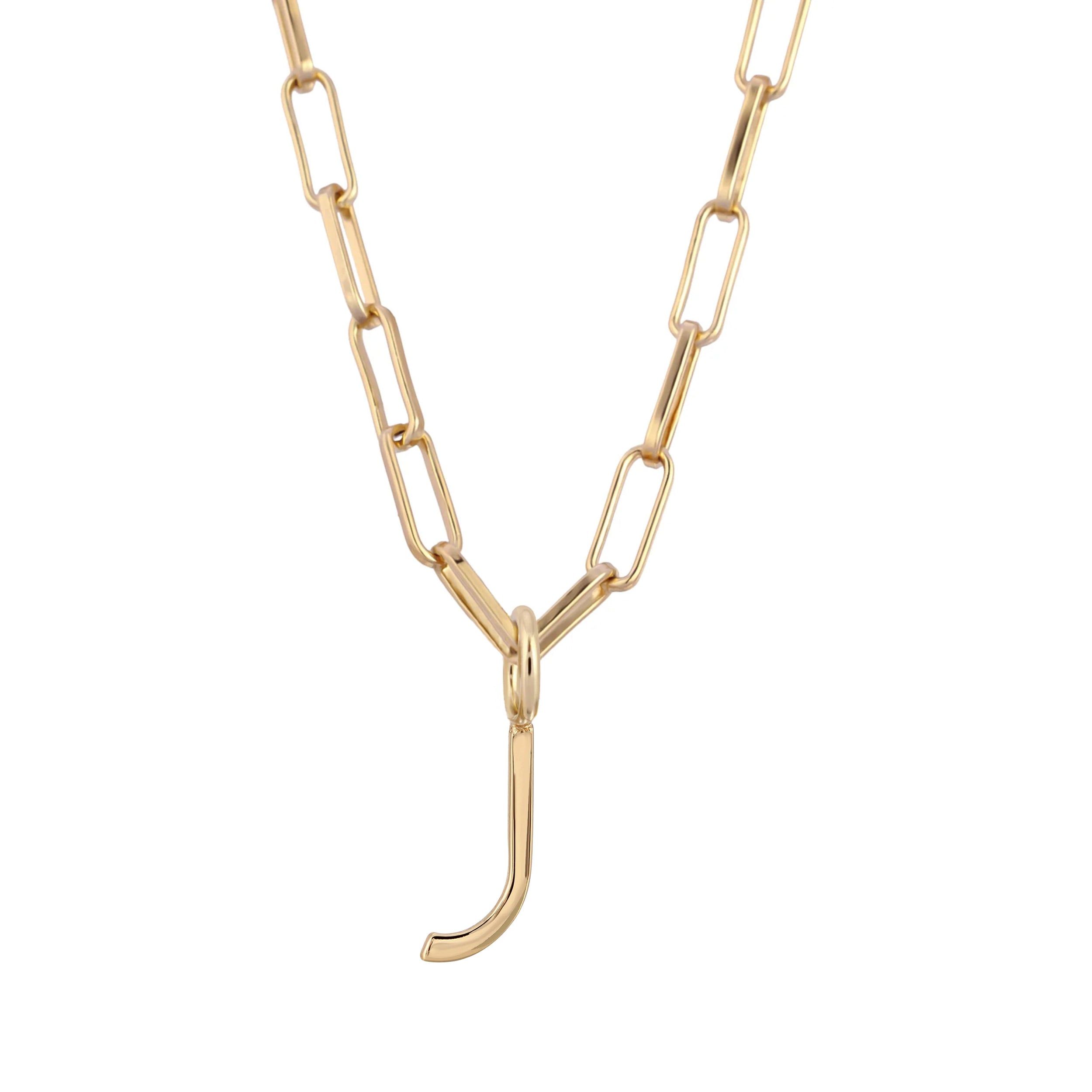 Essential Letter Charm Necklace - GOLD / J / 16’’ - Charm Necklaces