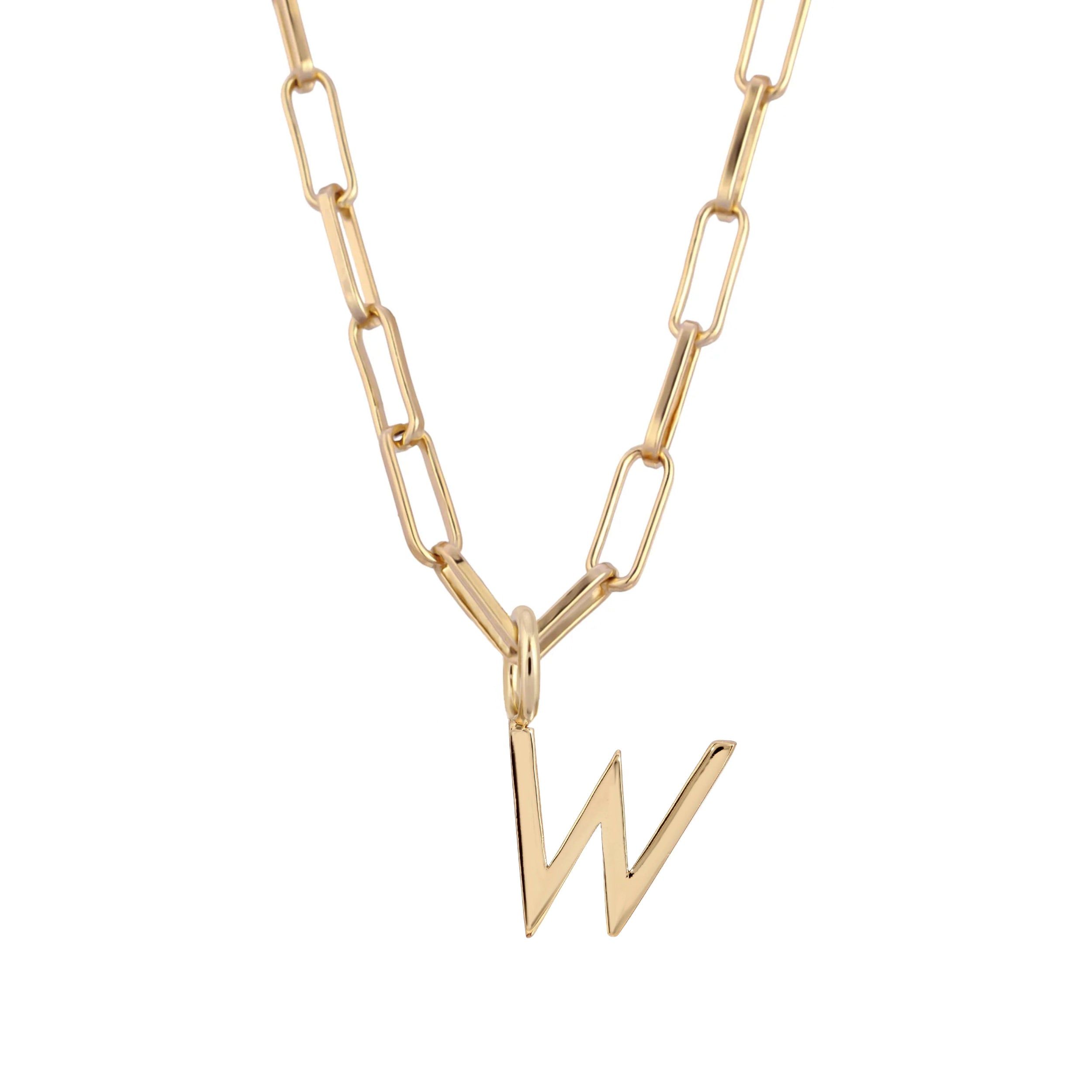 Essential Letter Charm Necklace - GOLD / W / 16’’ - Charm Necklaces
