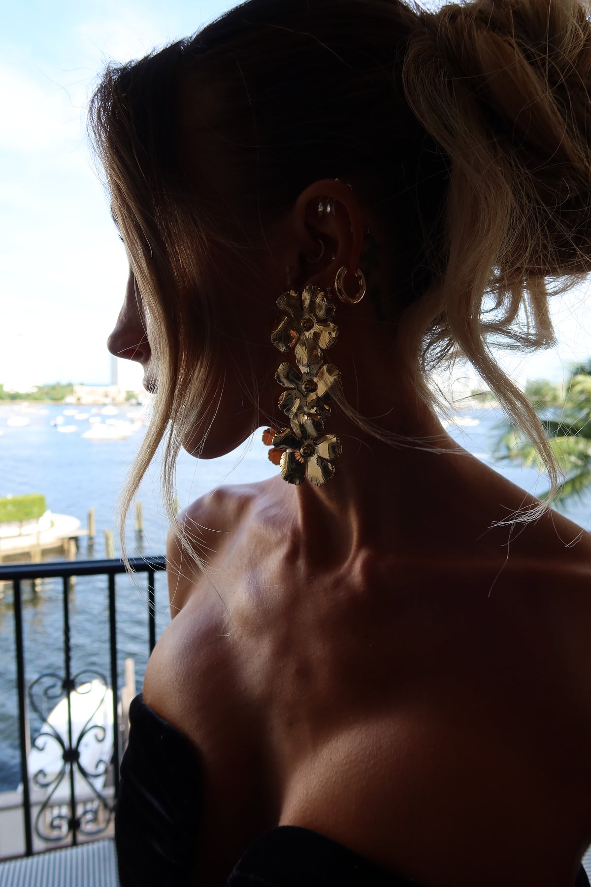 Triple Bloom Drop Earrings
