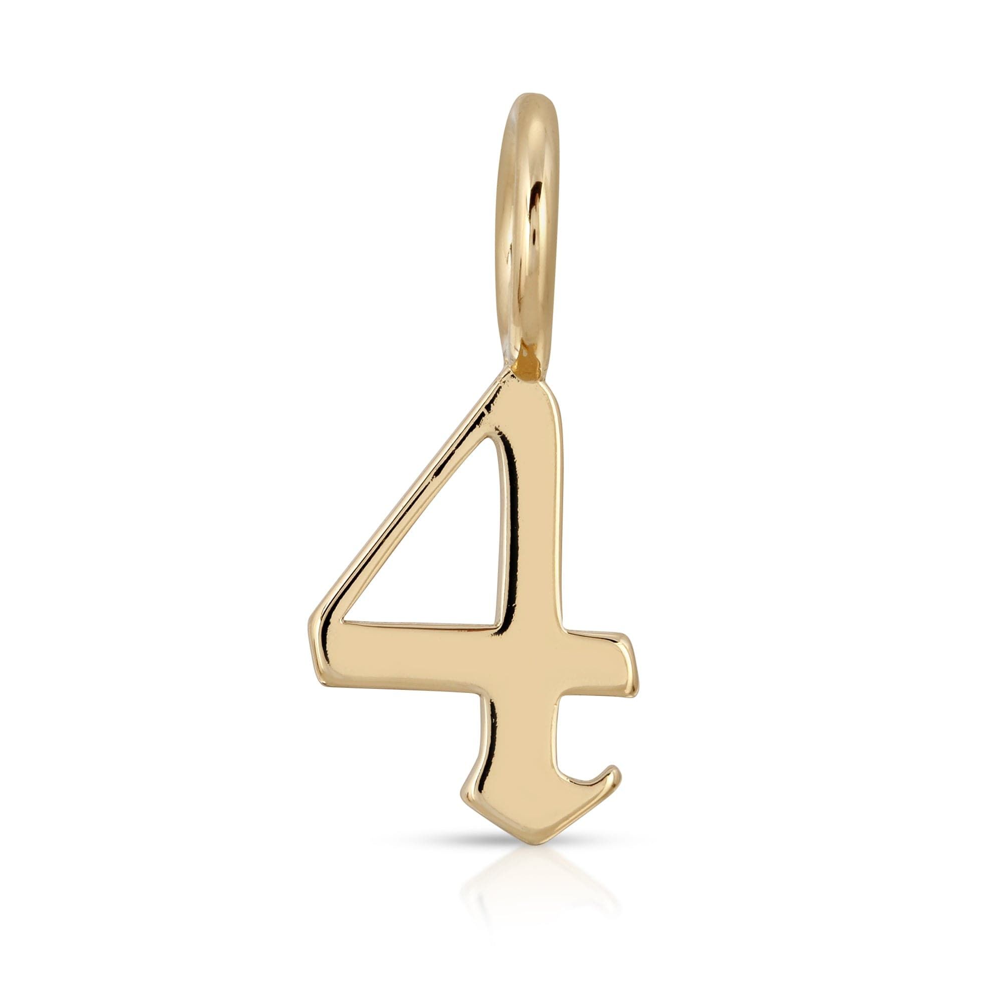 Gold number four pendant from Gothic Numbers collection, cool jewelry piece