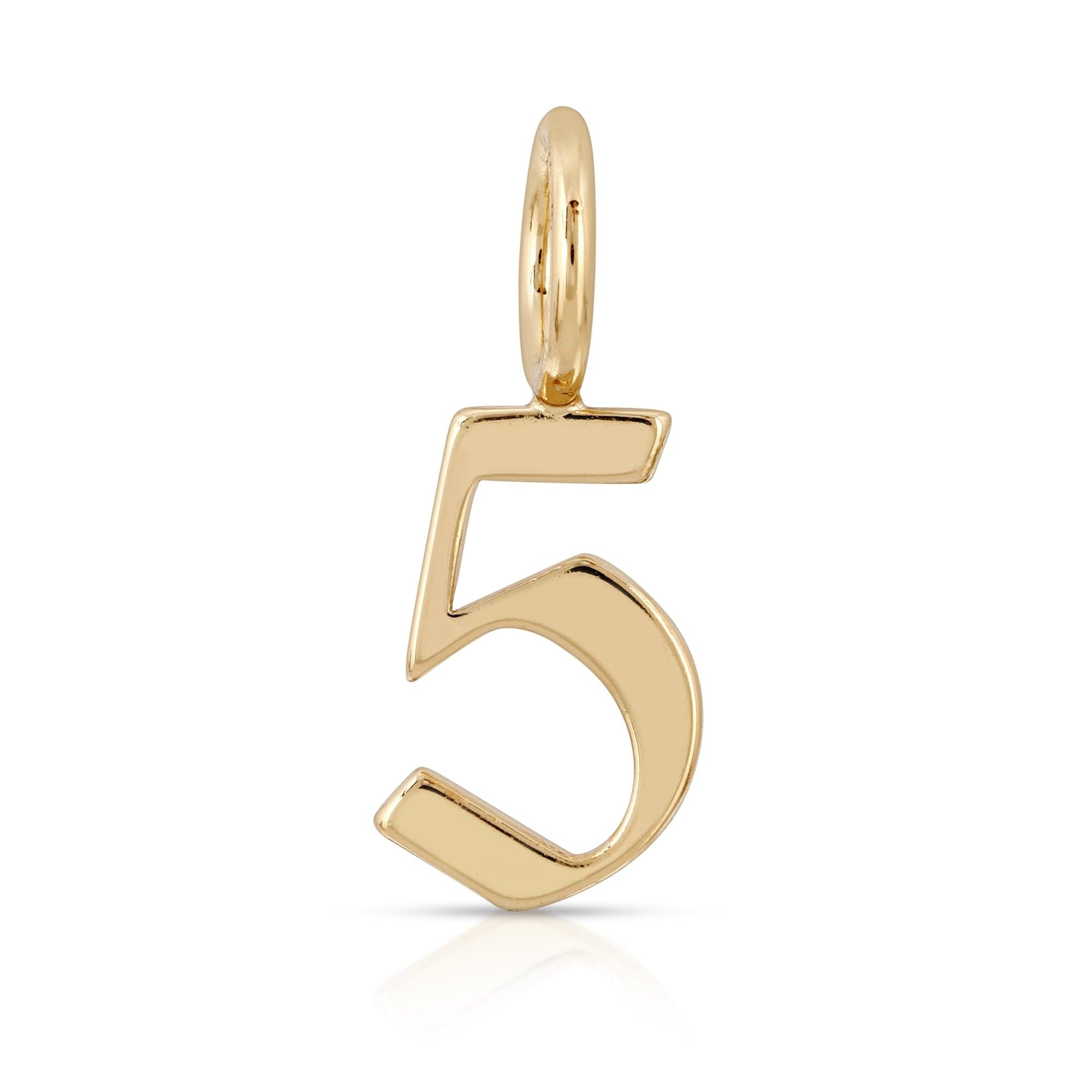 Gold number five pendant from Gothic Numbers jewelry collection