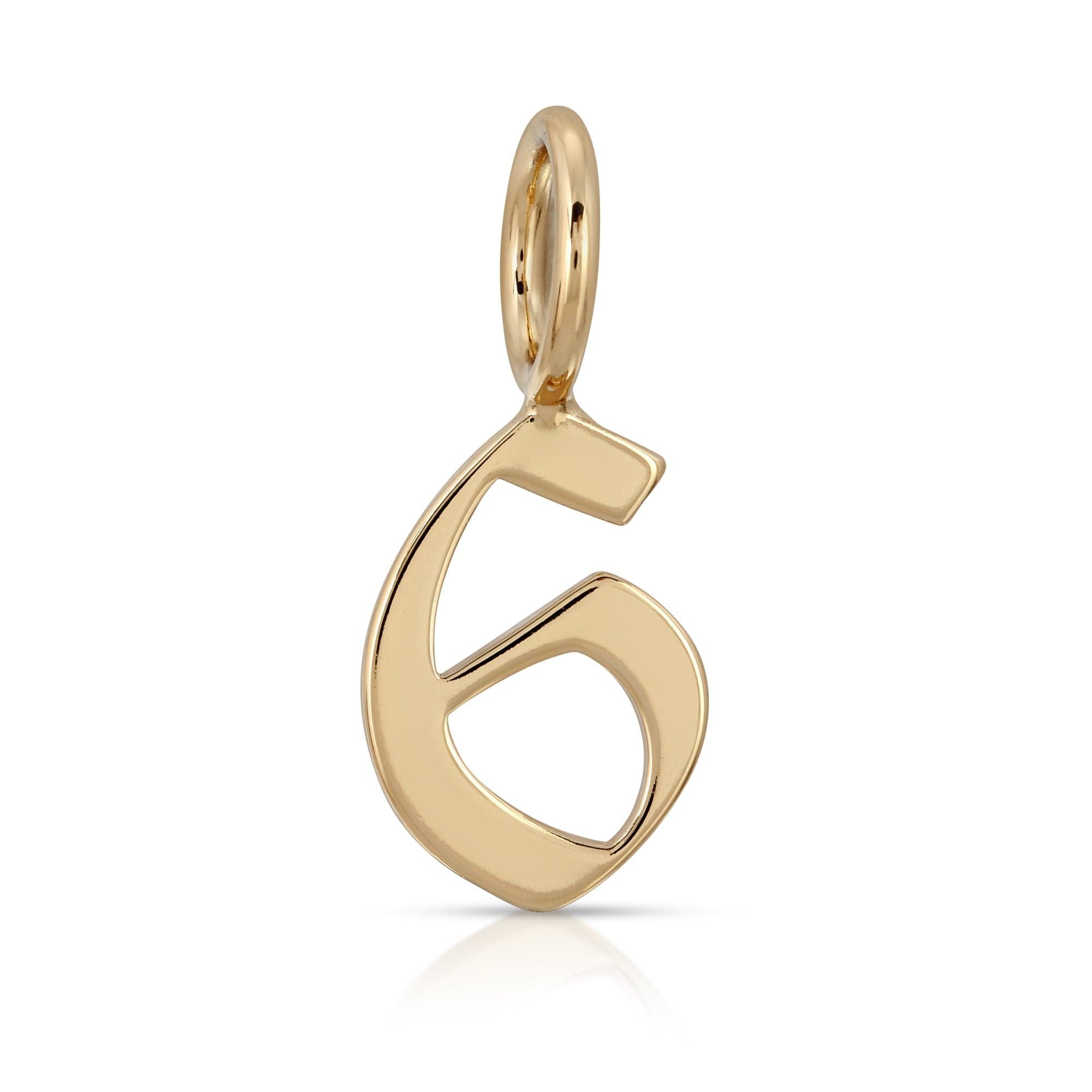 Gold number six pendant from Gothic Numbers jewelry collection