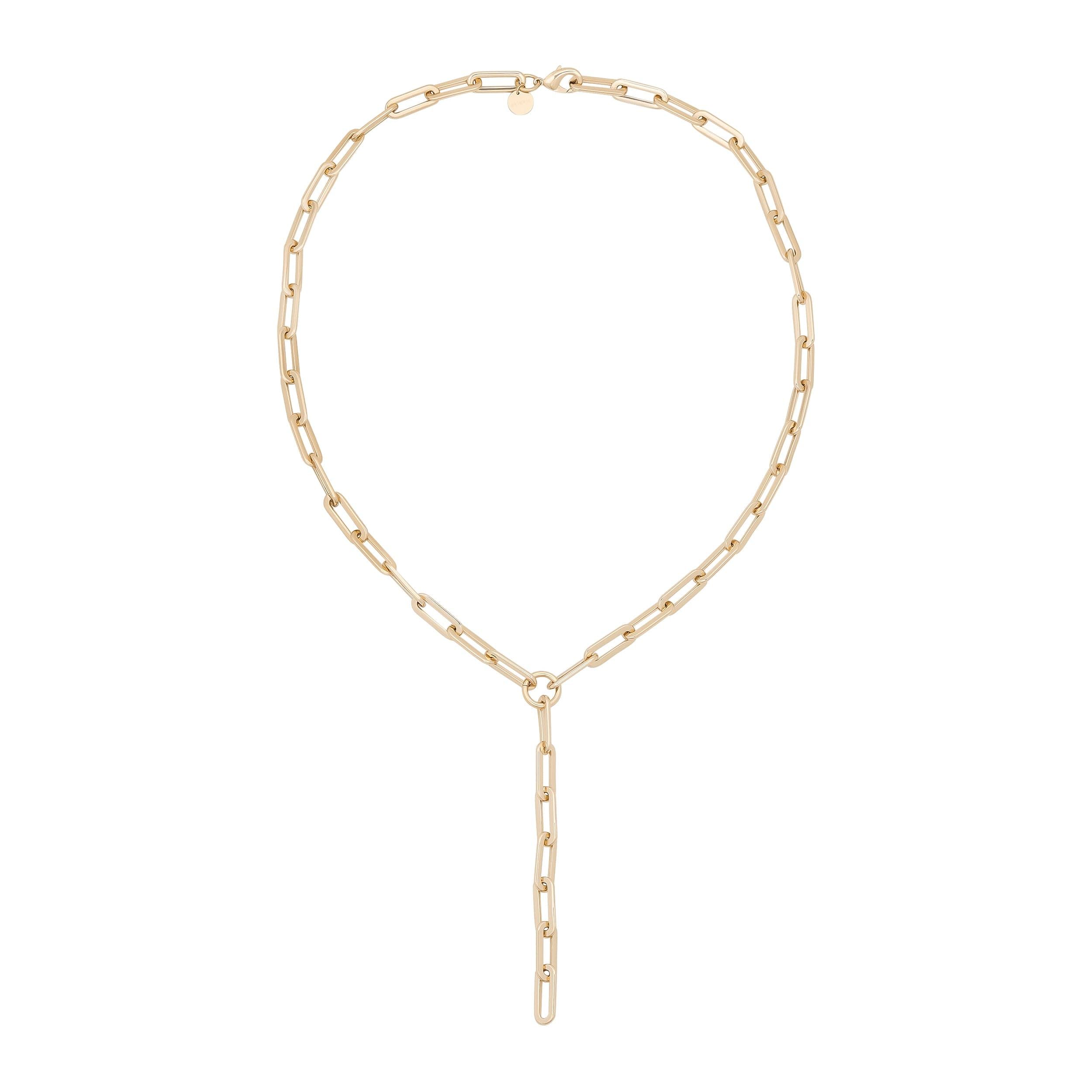 Gold-toned chain link necklace from Gisele XL Paper Clip Chain Lariat looks stylish