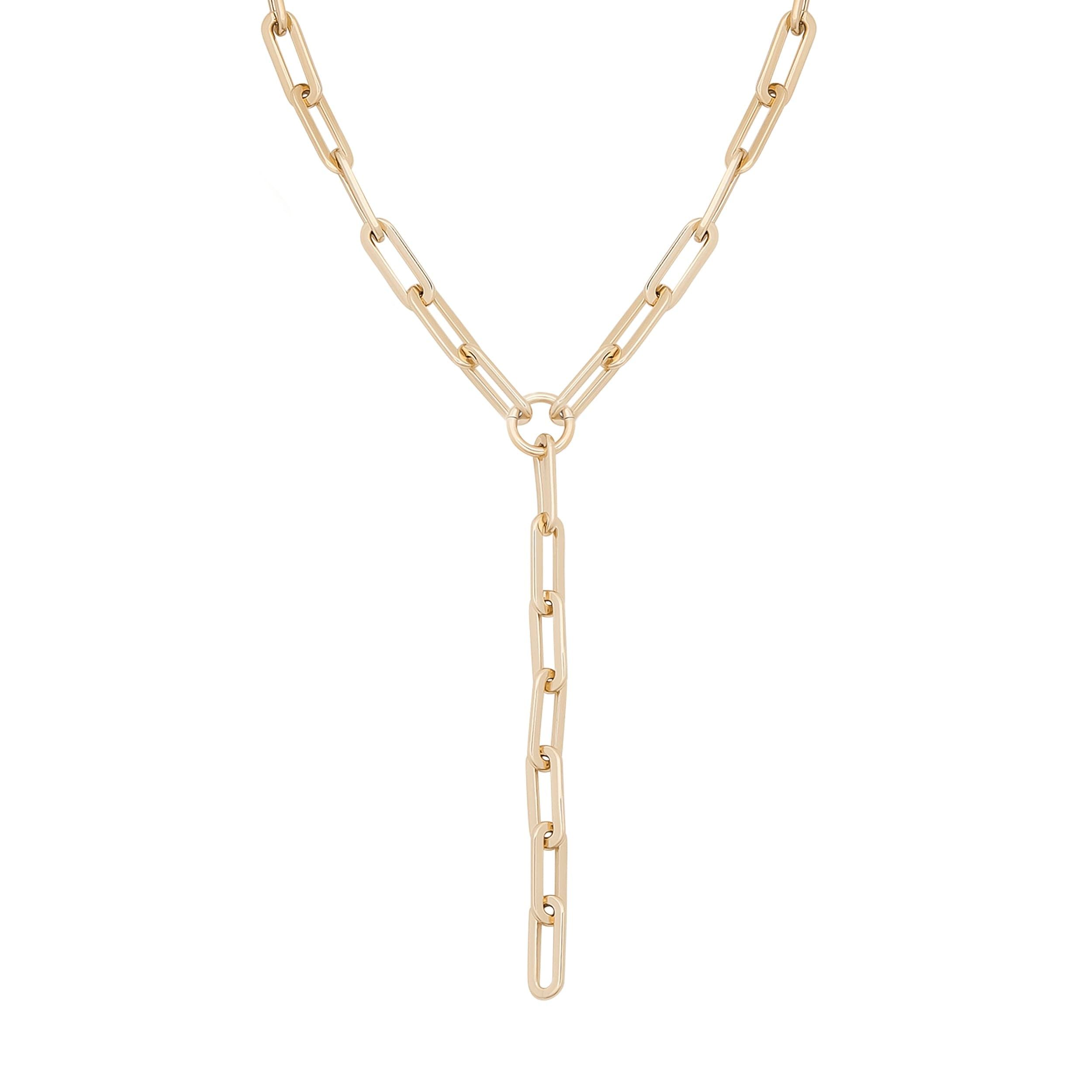 Gold-toned chain link necklace from Gisele XL Paper Clip Chain Lariat product image