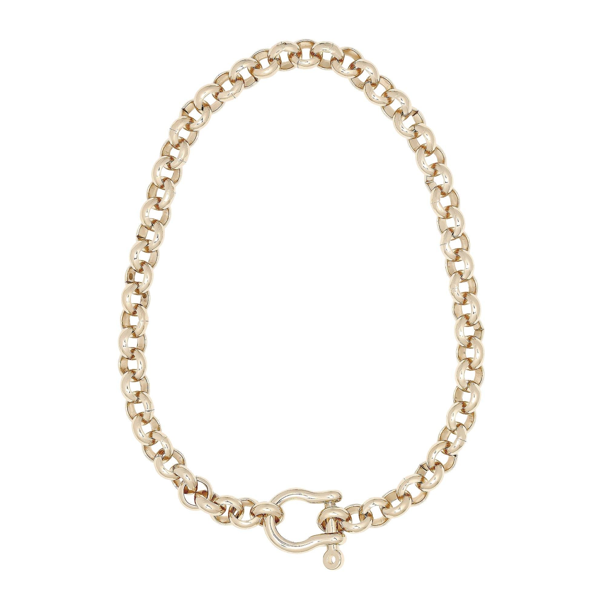 Gold-toned Harley Necklace with horseshoe clasp, stylish chain jewelry for women
