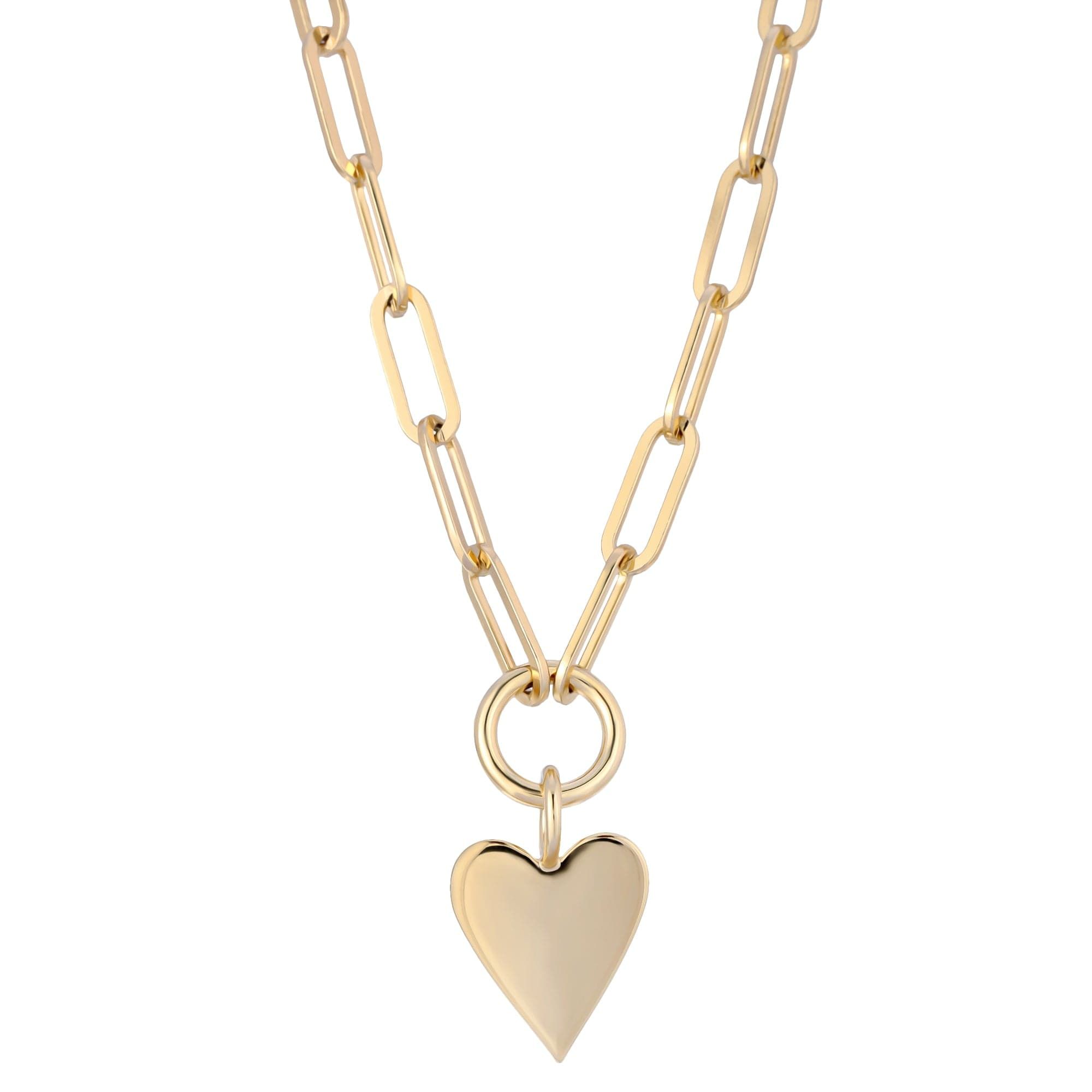 Gold chain-link Heart Pendant Necklace showing a cute heart pendant piece