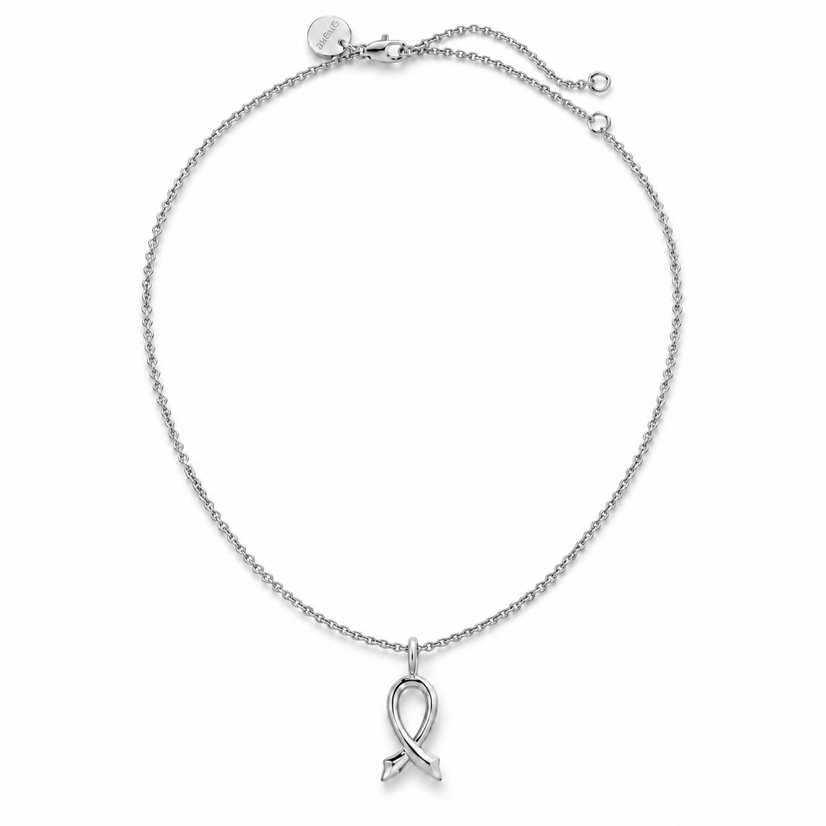 Breast Cancer Awareness Ribbon Charm Necklace