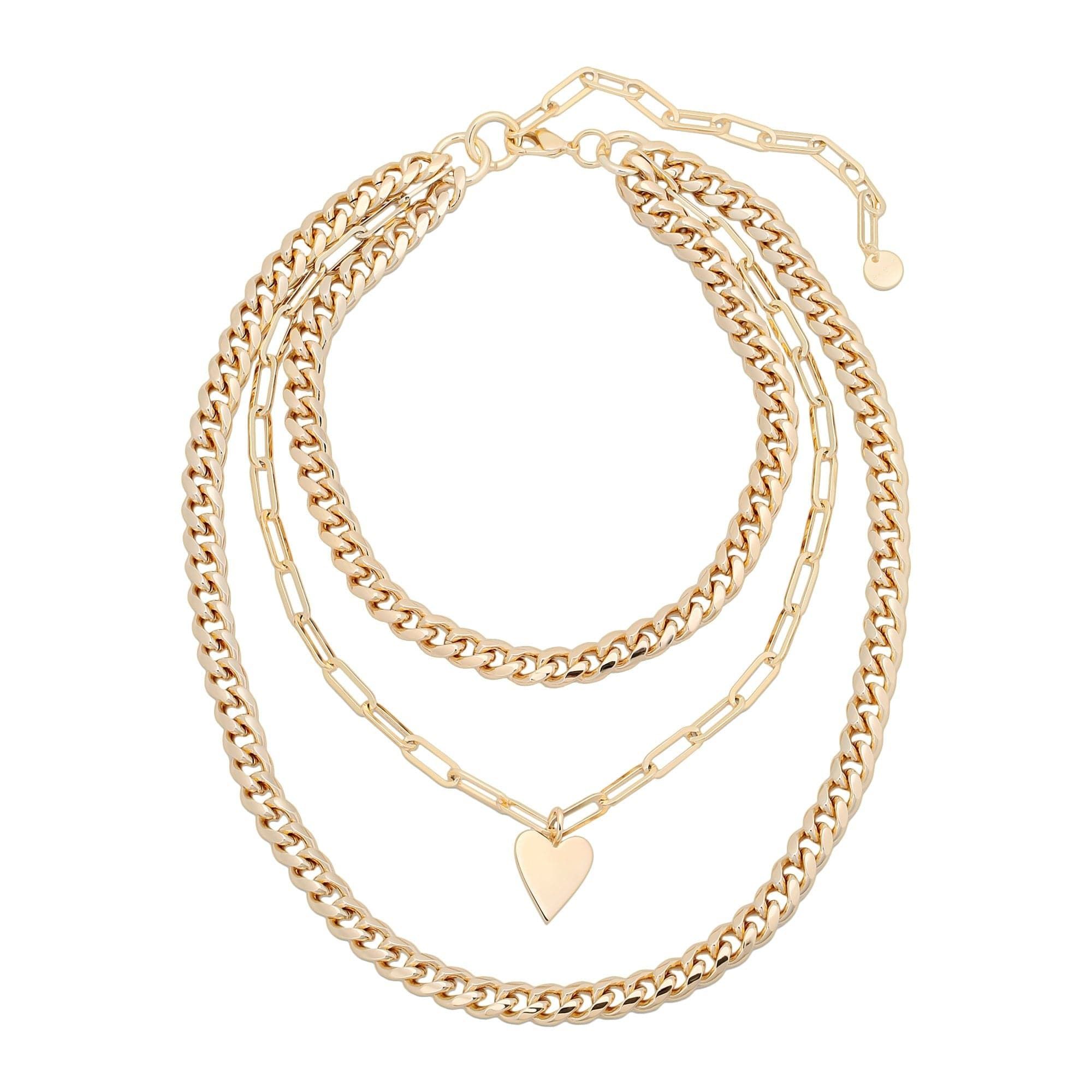 Gold-toned layered chain necklace with heart pendant from Kingston Necklace collection