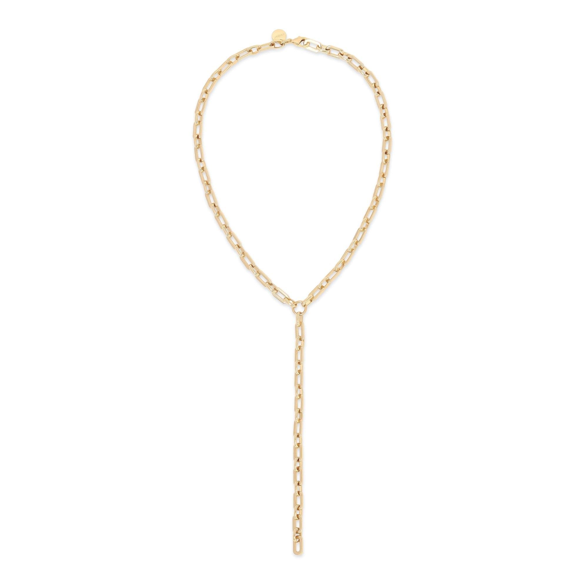 Gold-toned chain Y-necklace from Liv Lariat looks chic and trendy