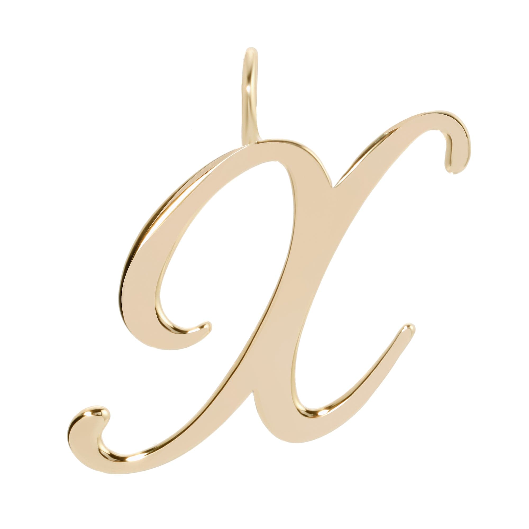Gold cursive letter X pendant from Large Letter Pendants product lineup