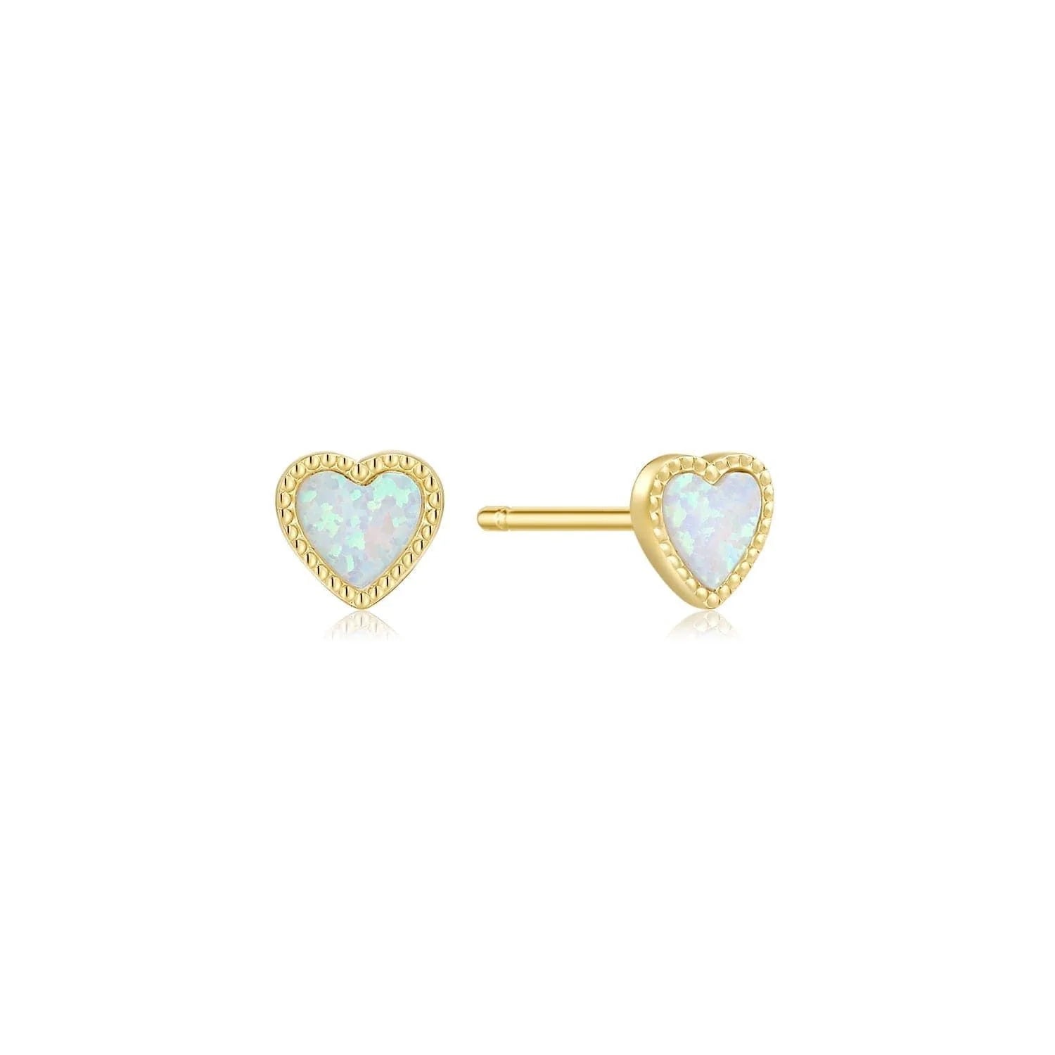 Gold heart-shaped opal earrings from Micro Opal Heart Studs collection