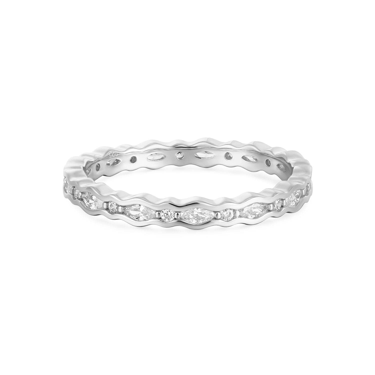 Silver eternity ring with marquise and round CZ diamonds in the Multi Shaped CZ Stone Ring product